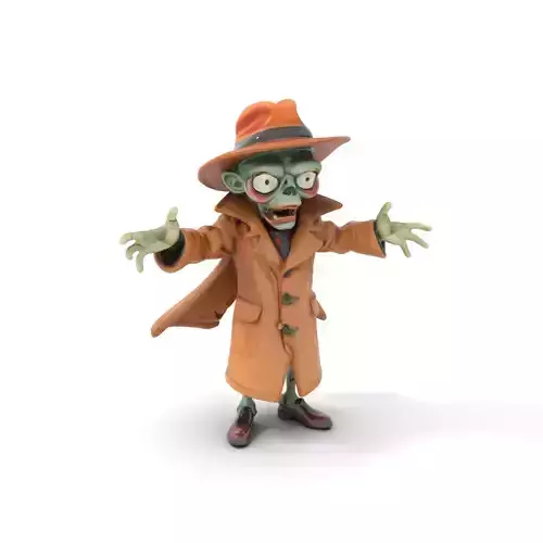 Zombie Detective Character Model  Rigged and Animated