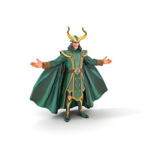 Fantasy Sorcerer in Green Cape with Golden Horns Rigged and A... Low-poly 3D model