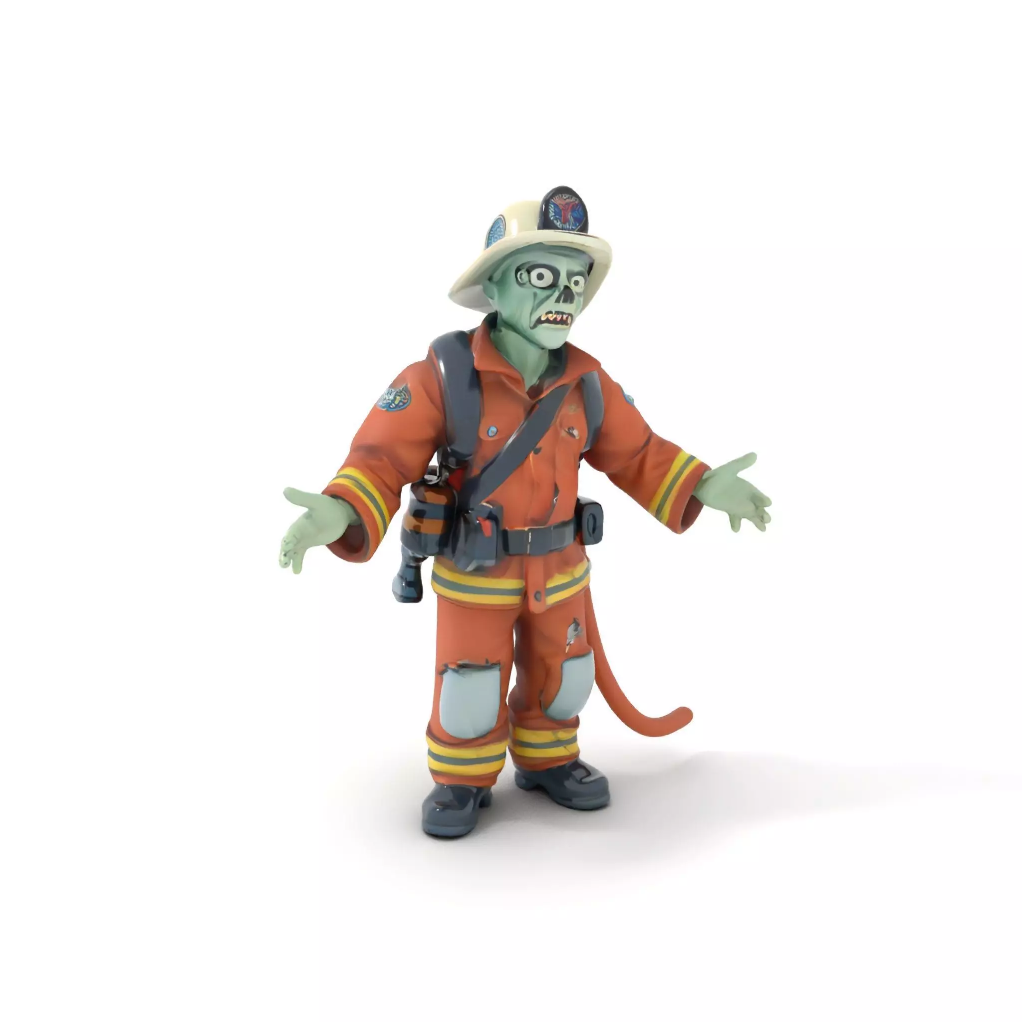 Zombie Firefighter Rigged and Animated D Model Low-poly 3D model