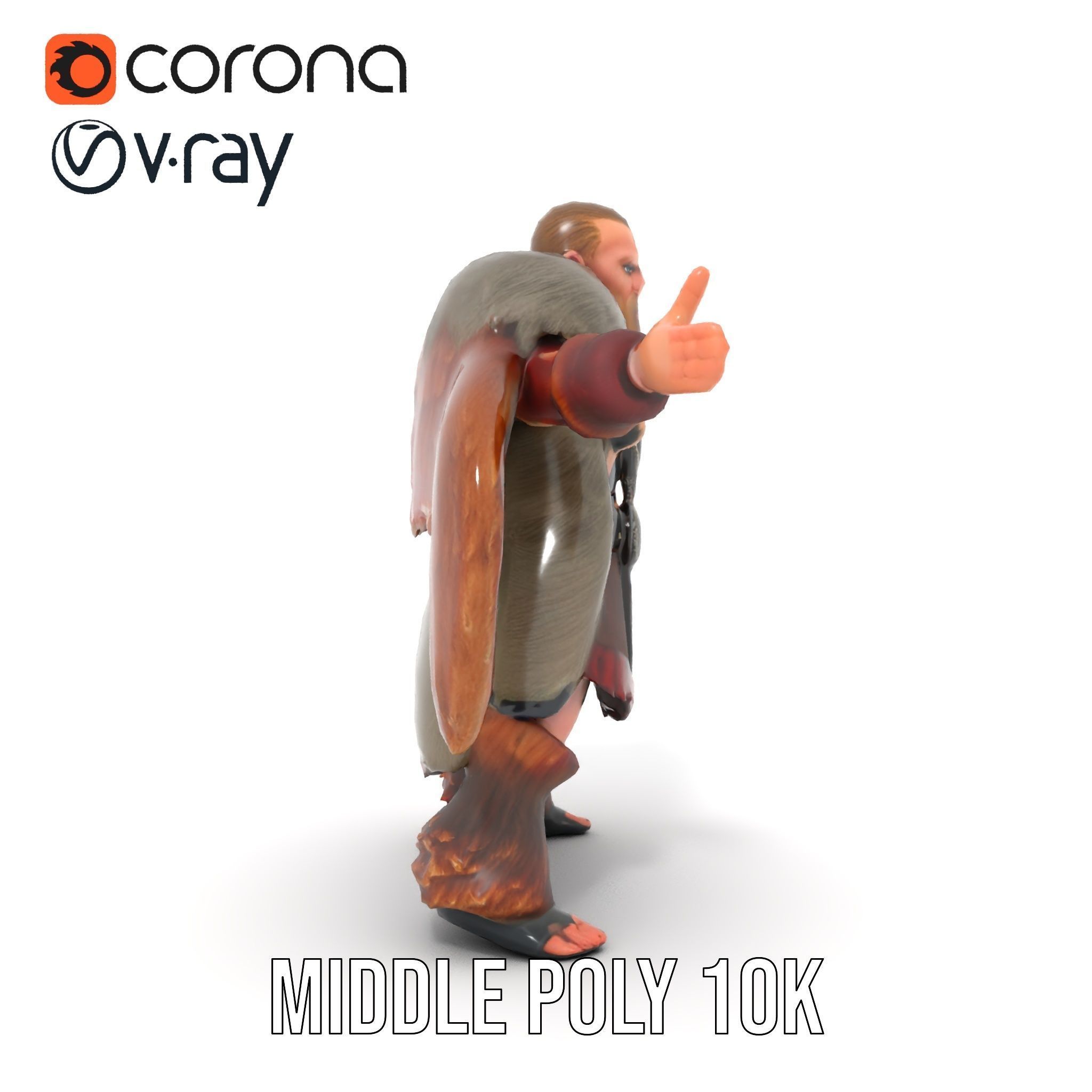 Viking Warrior Character Model Rigged and Animated Low-poly 3D model_27