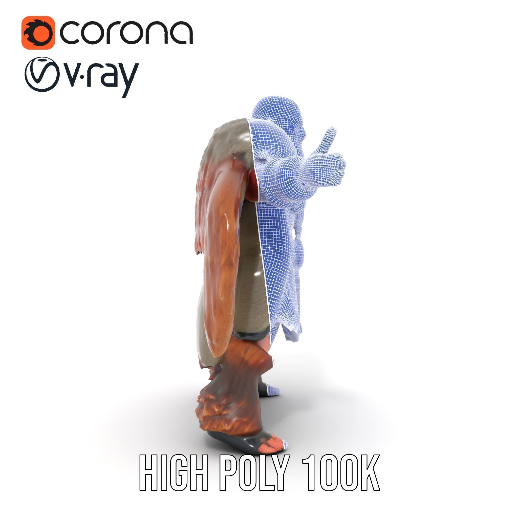 Viking Warrior Character Model Rigged and Animated Low-poly 3D model_29