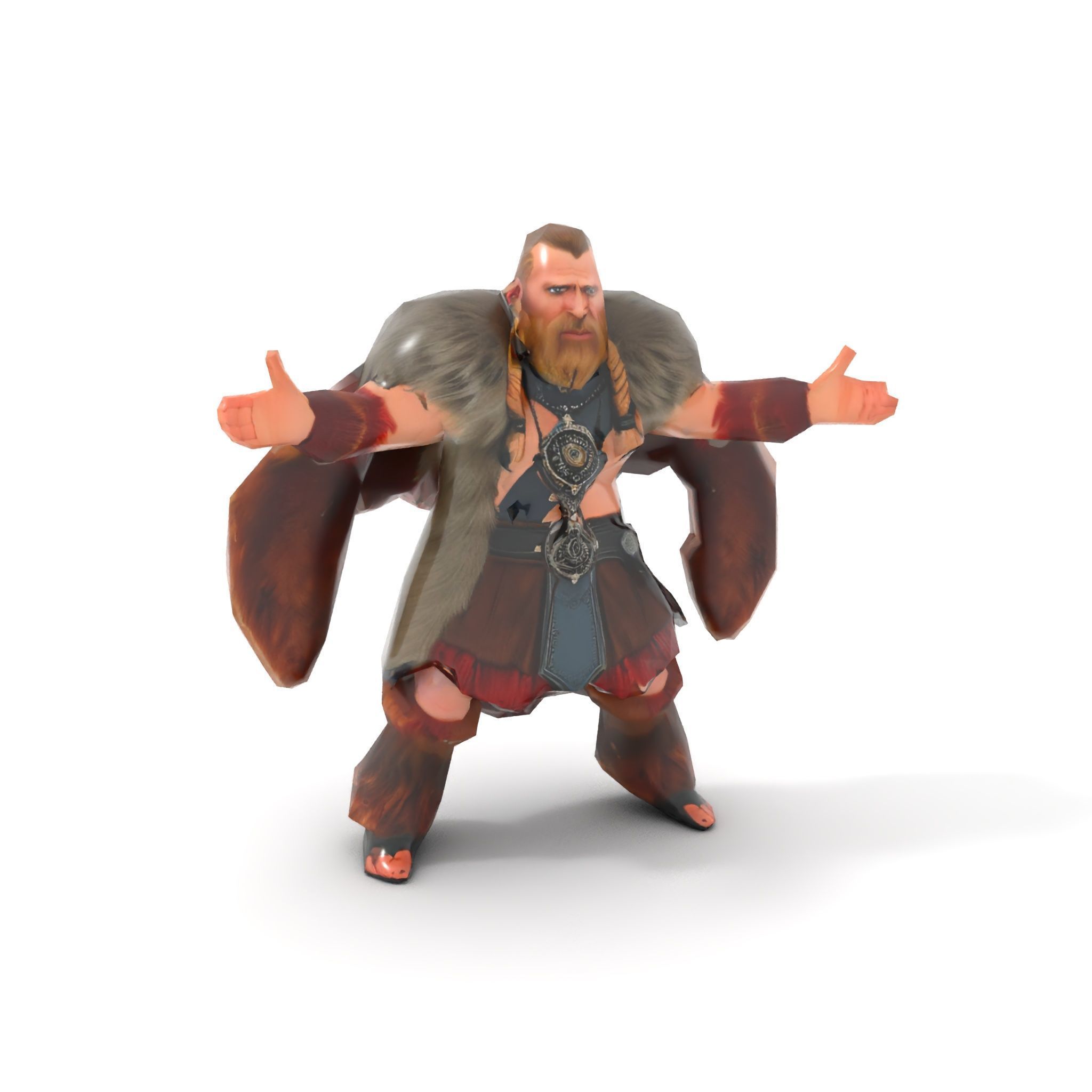 Viking Warrior Character Model Rigged and Animated Low-poly 3D model_14