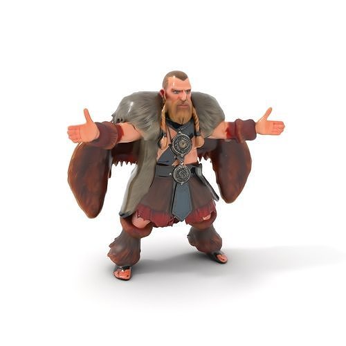 Viking Warrior Character Model Rigged and Animated Low-poly 3D model