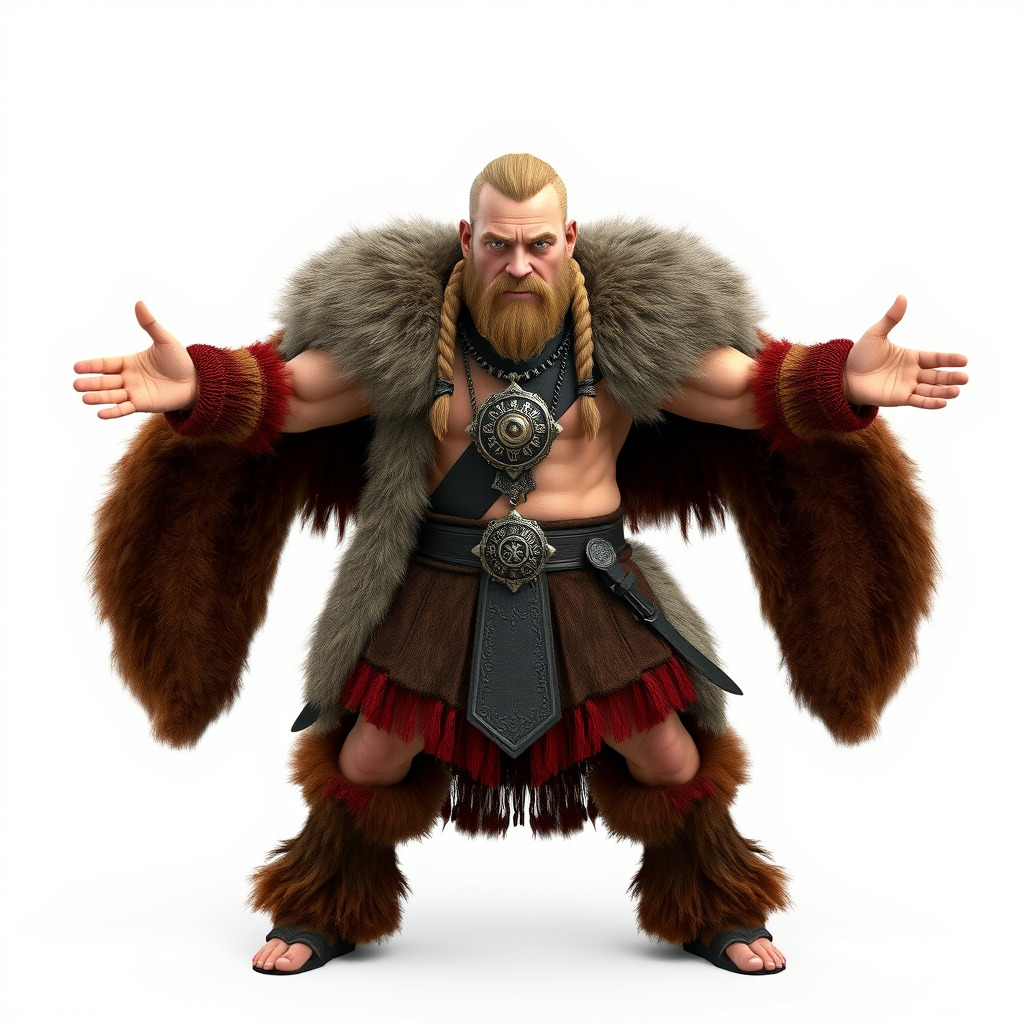 Viking Warrior Character Model Rigged and Animated Low-poly 3D model_3