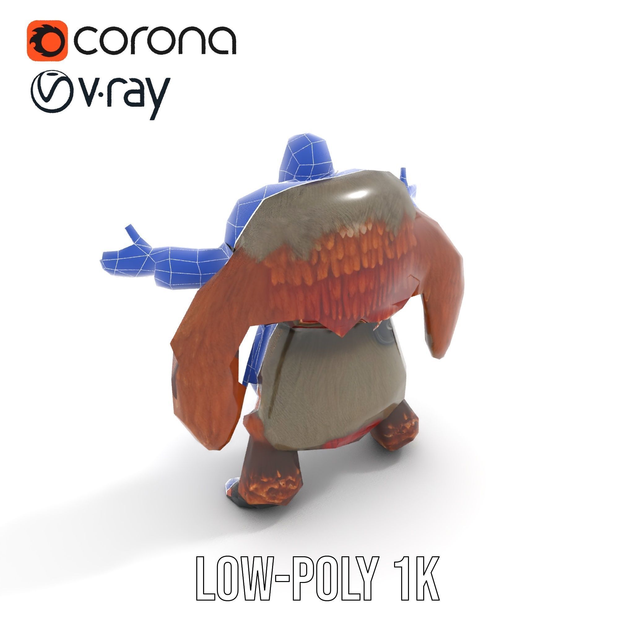 Viking Warrior Character Model Rigged and Animated Low-poly 3D model_11