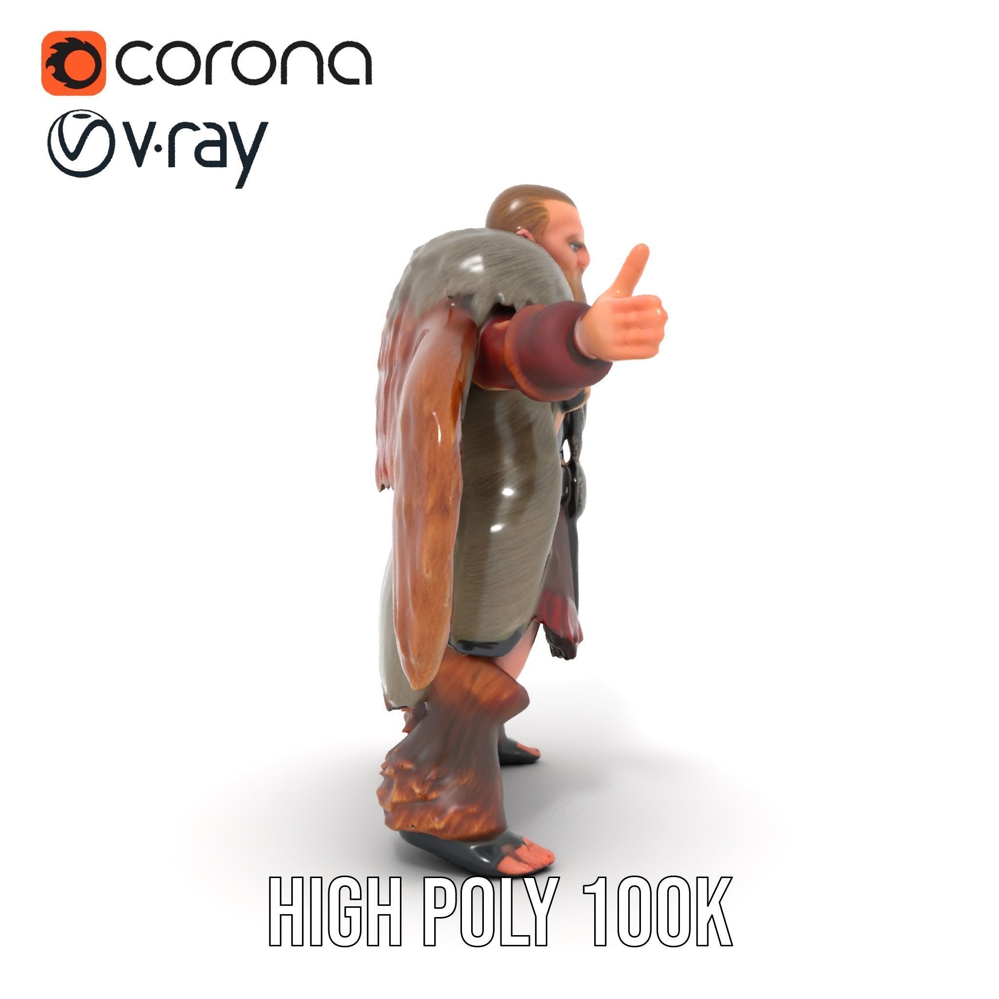 Viking Warrior Character Model Rigged and Animated Low-poly 3D model_18