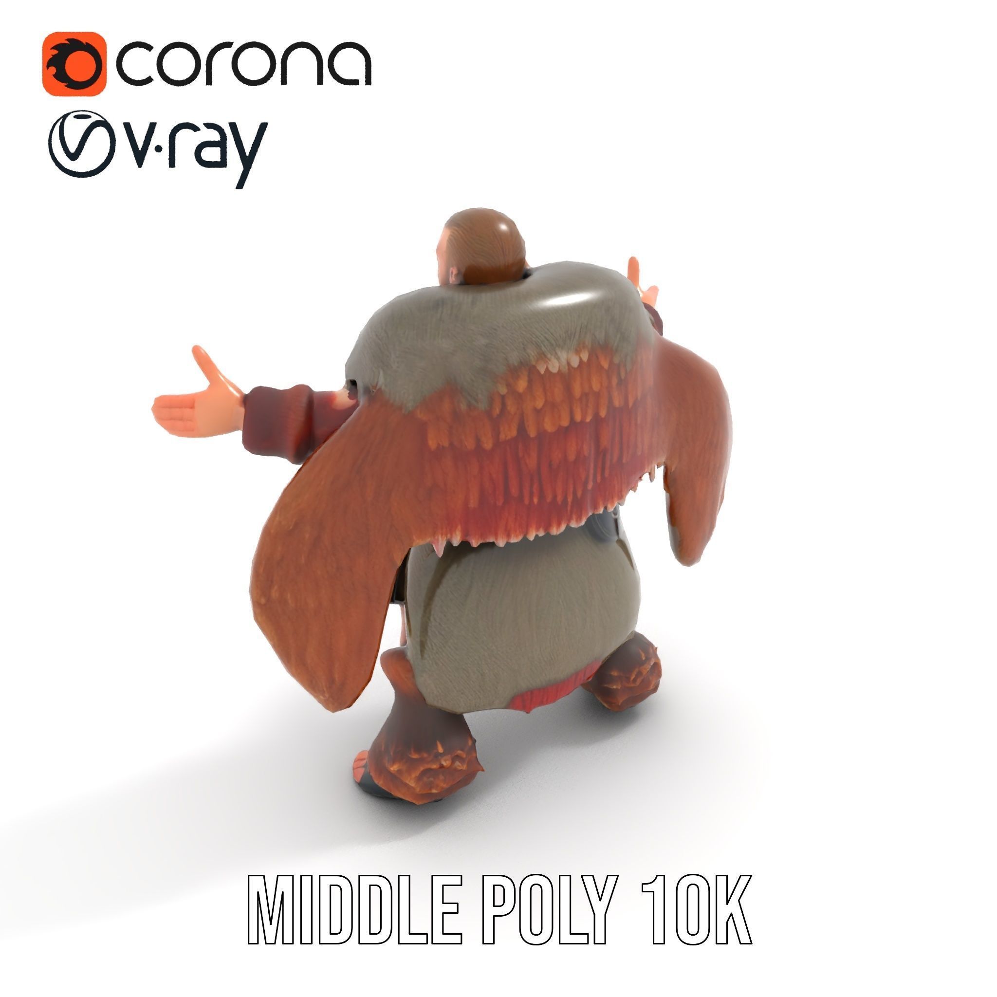 Viking Warrior Character Model Rigged and Animated Low-poly 3D model_16