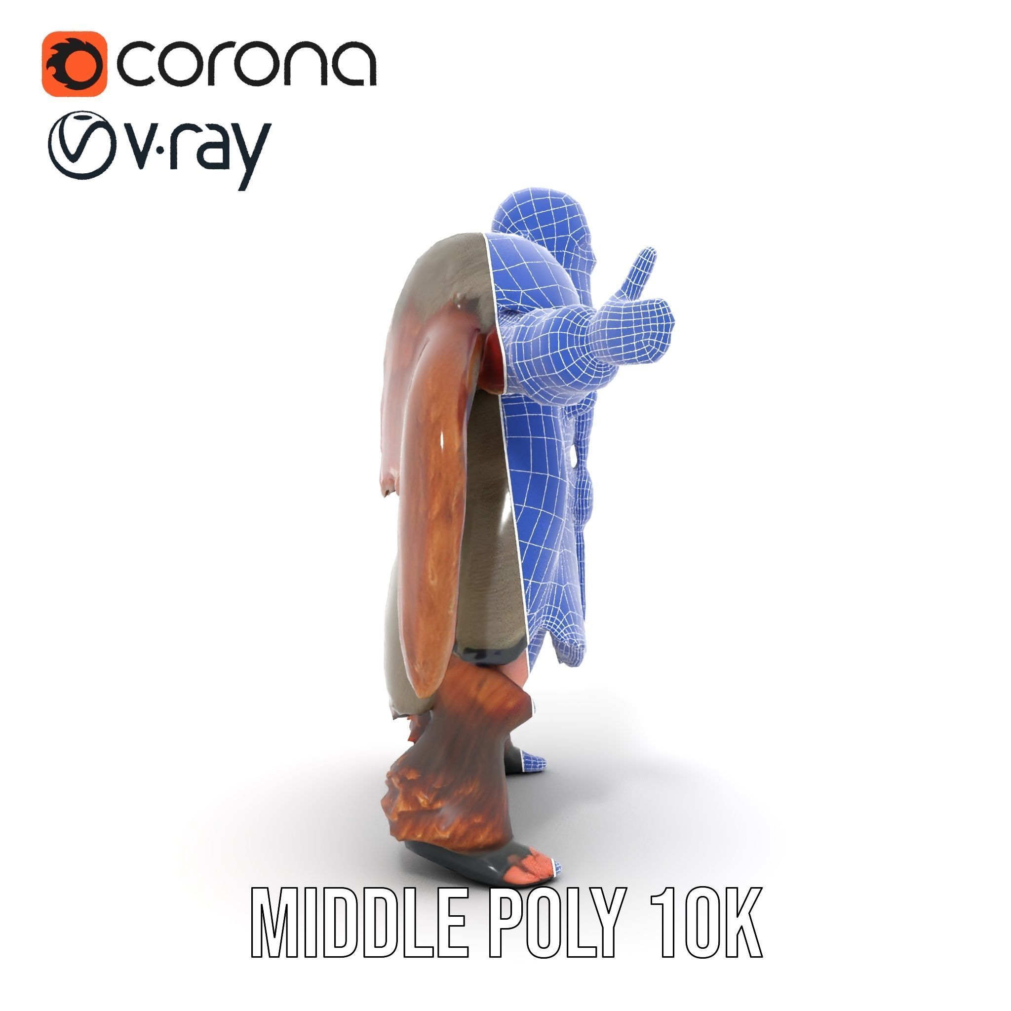 Viking Warrior Character Model Rigged and Animated Low-poly 3D model_33