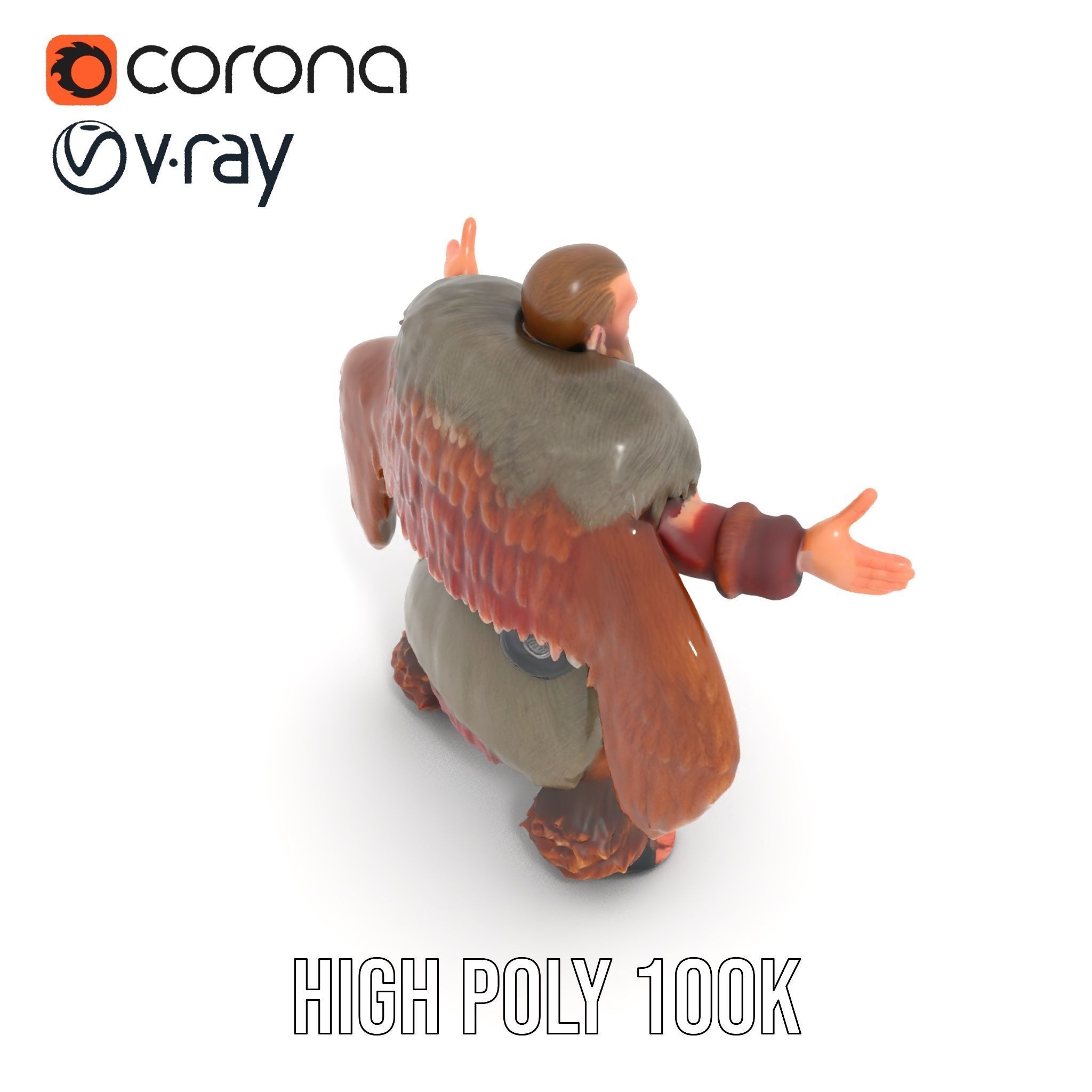 Viking Warrior Character Model Rigged and Animated Low-poly 3D model_15