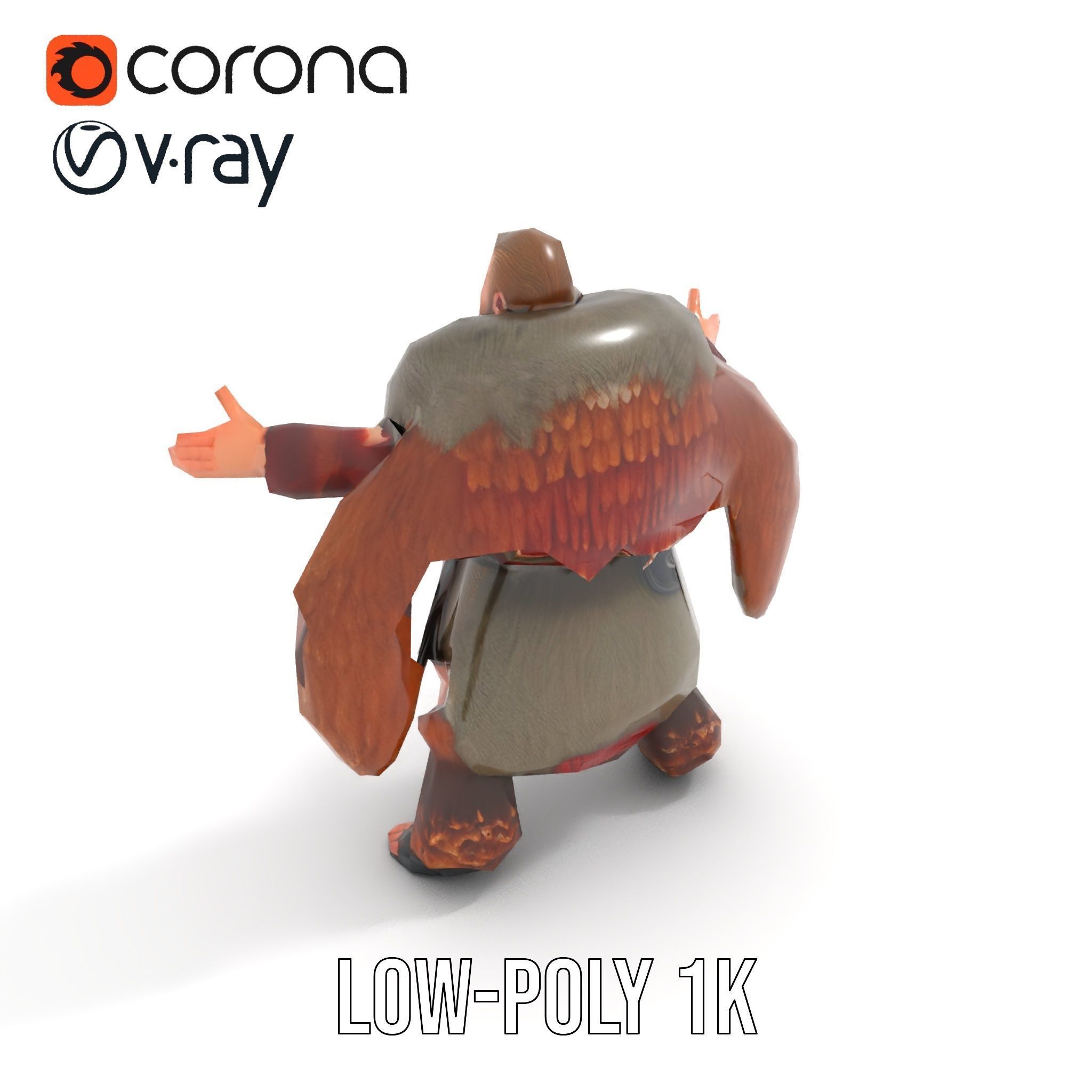 Viking Warrior Character Model Rigged and Animated Low-poly 3D model_26