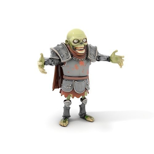 Zombie Knight Character Model  Rigged and Animated Low-poly 3D model