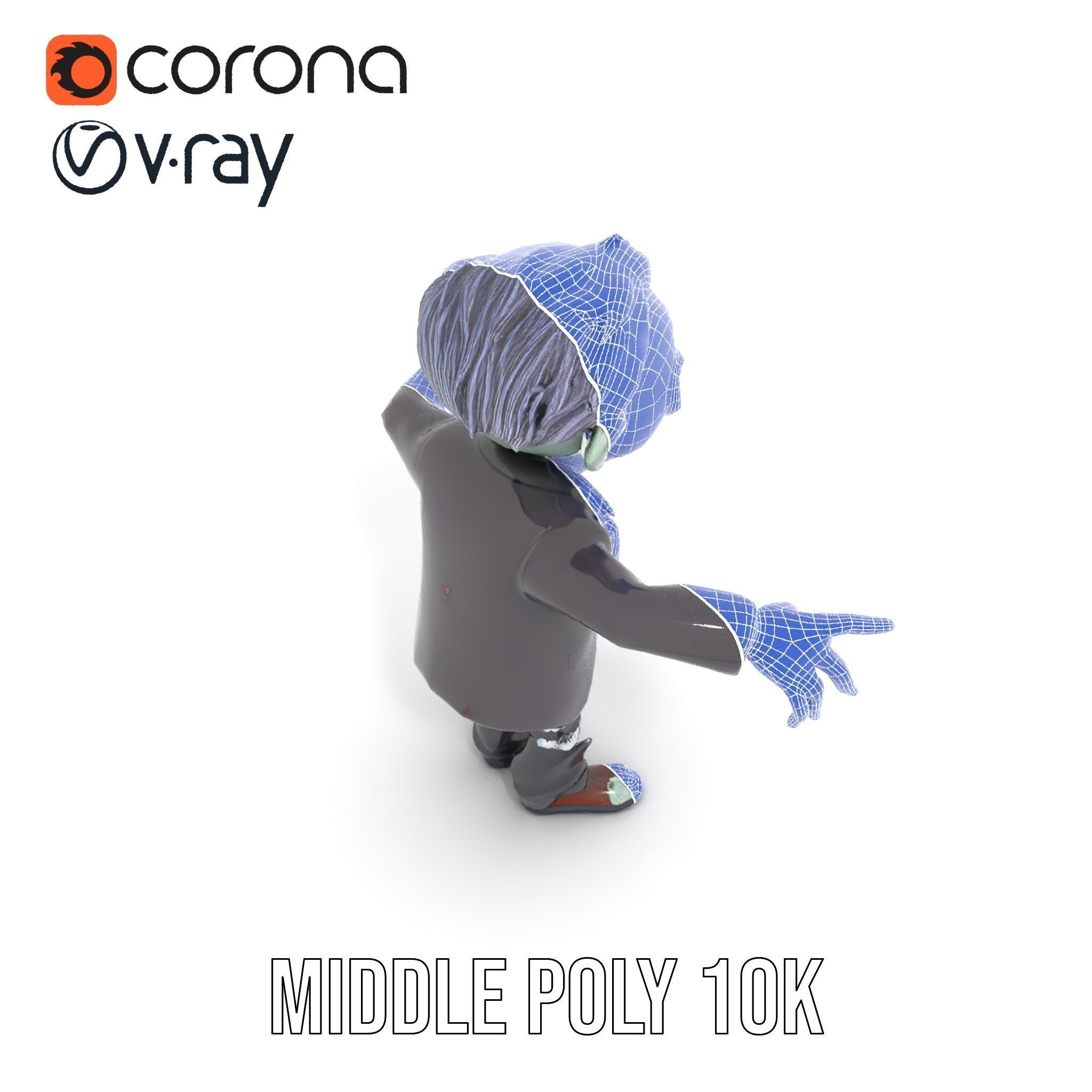 Zombie Businessman Rigged and Animated D Character Model Low-poly 3D model_24