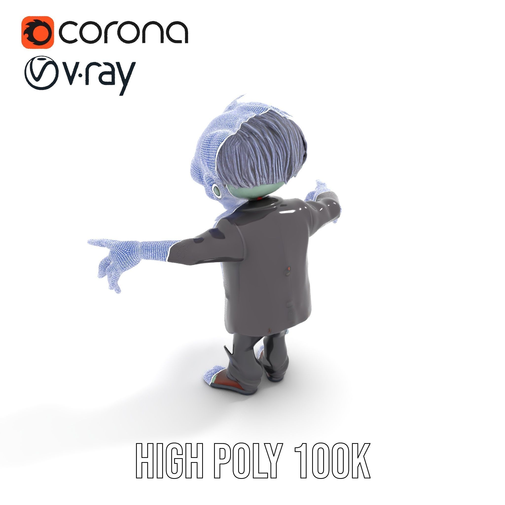 Zombie Businessman Rigged and Animated D Character Model Low-poly 3D model_29