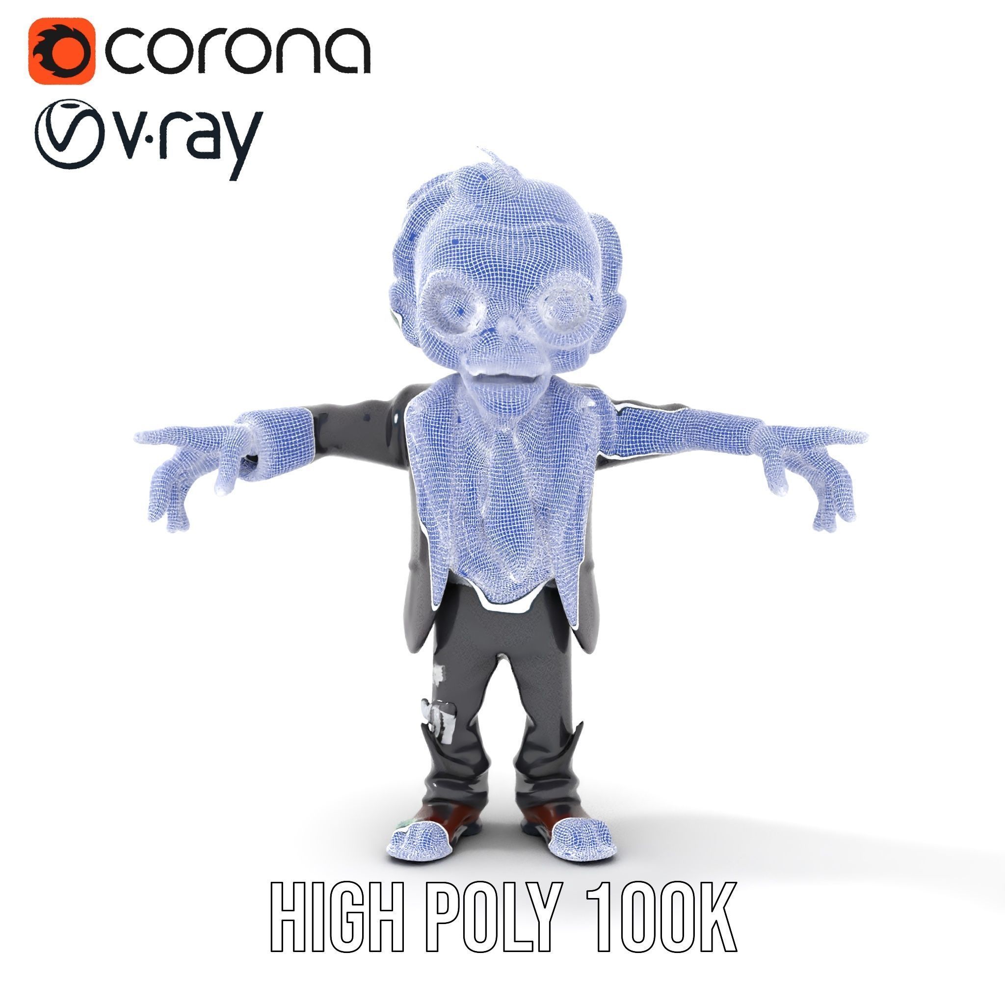 Zombie Businessman Rigged and Animated D Character Model Low-poly 3D model_26