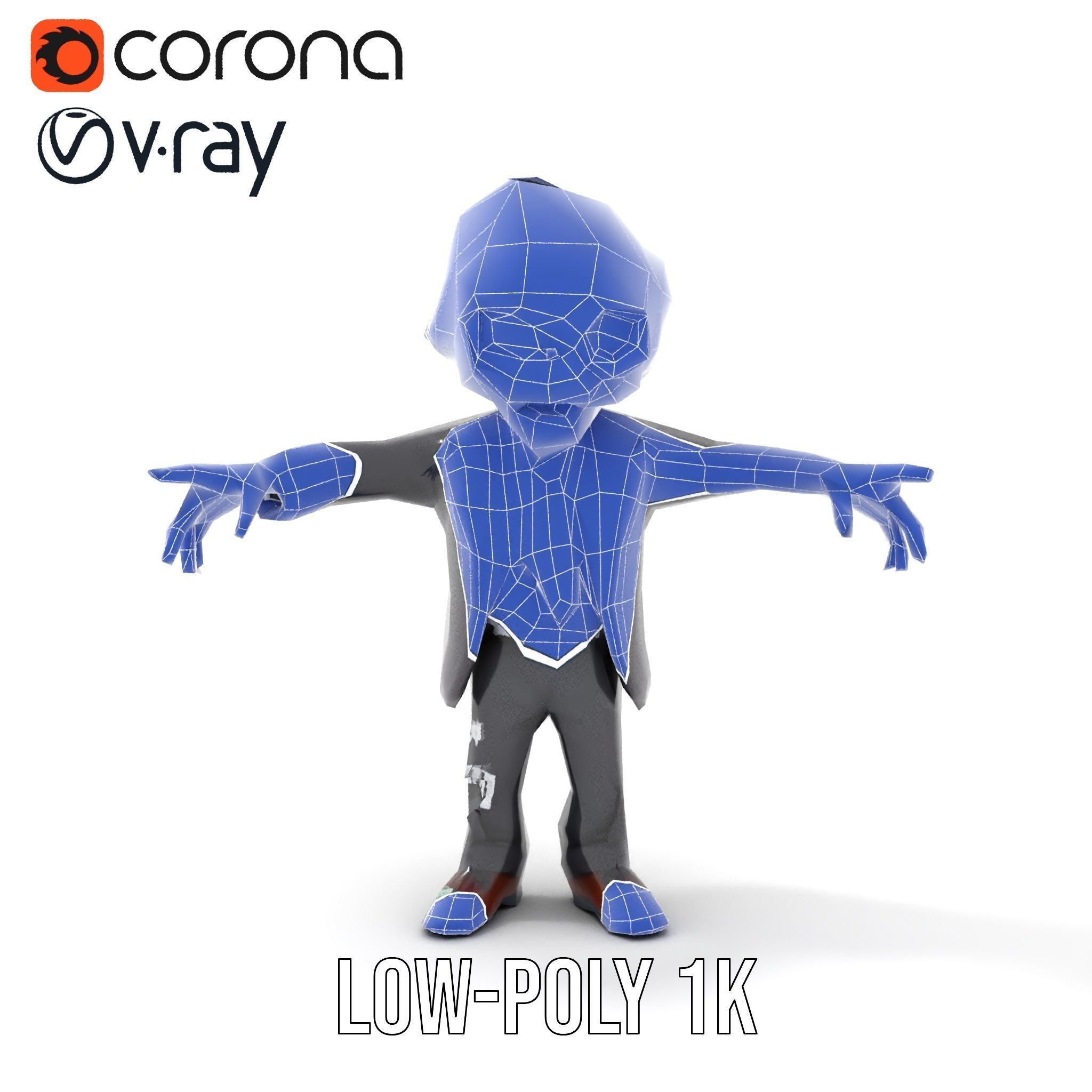 Zombie Businessman Rigged and Animated D Character Model Low-poly 3D model_31