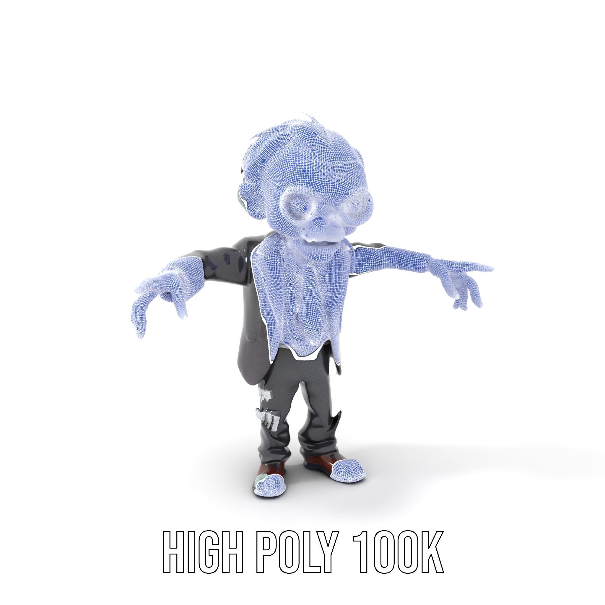 Zombie Businessman Rigged and Animated D Character Model Low-poly 3D model_5