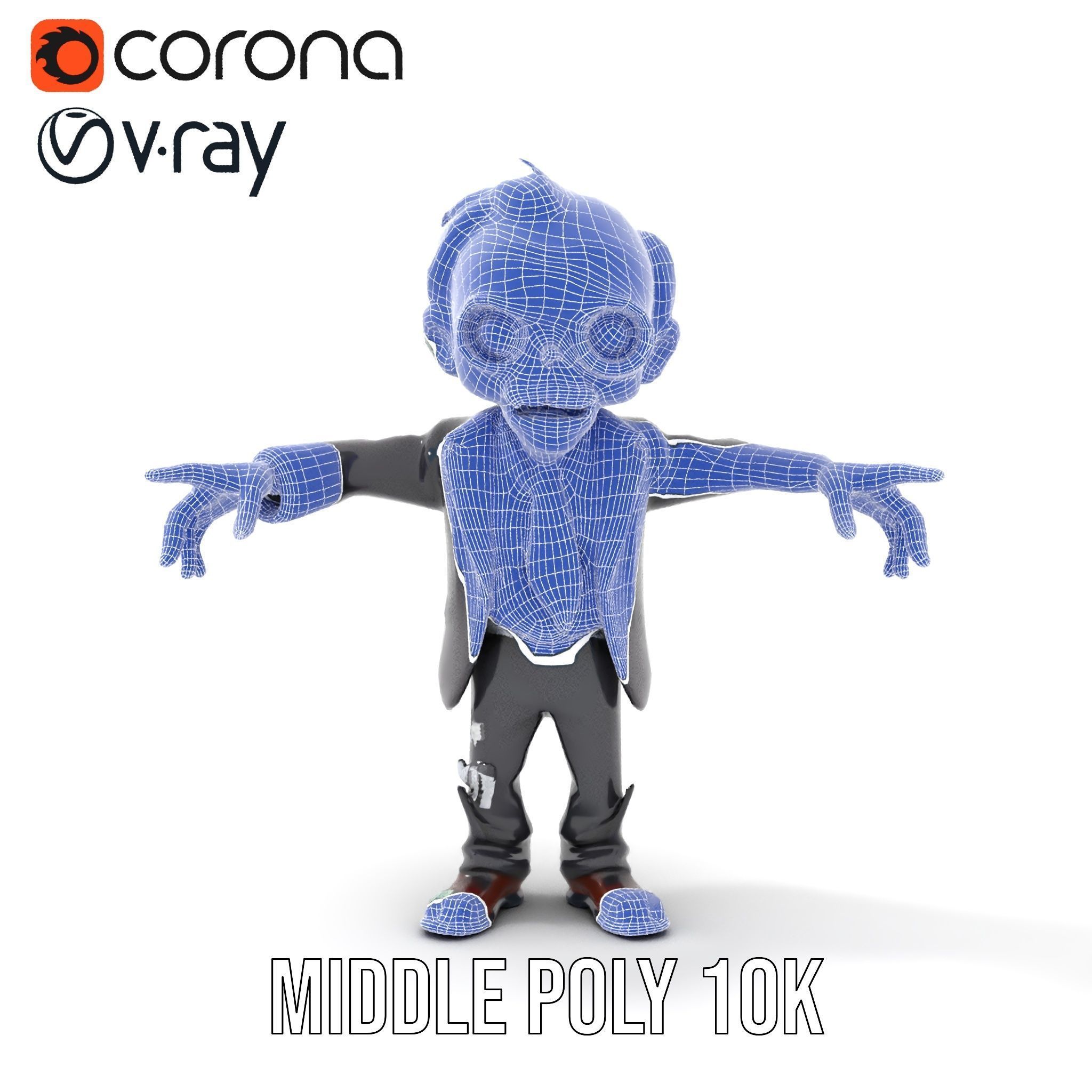 Zombie Businessman Rigged and Animated D Character Model Low-poly 3D model_33