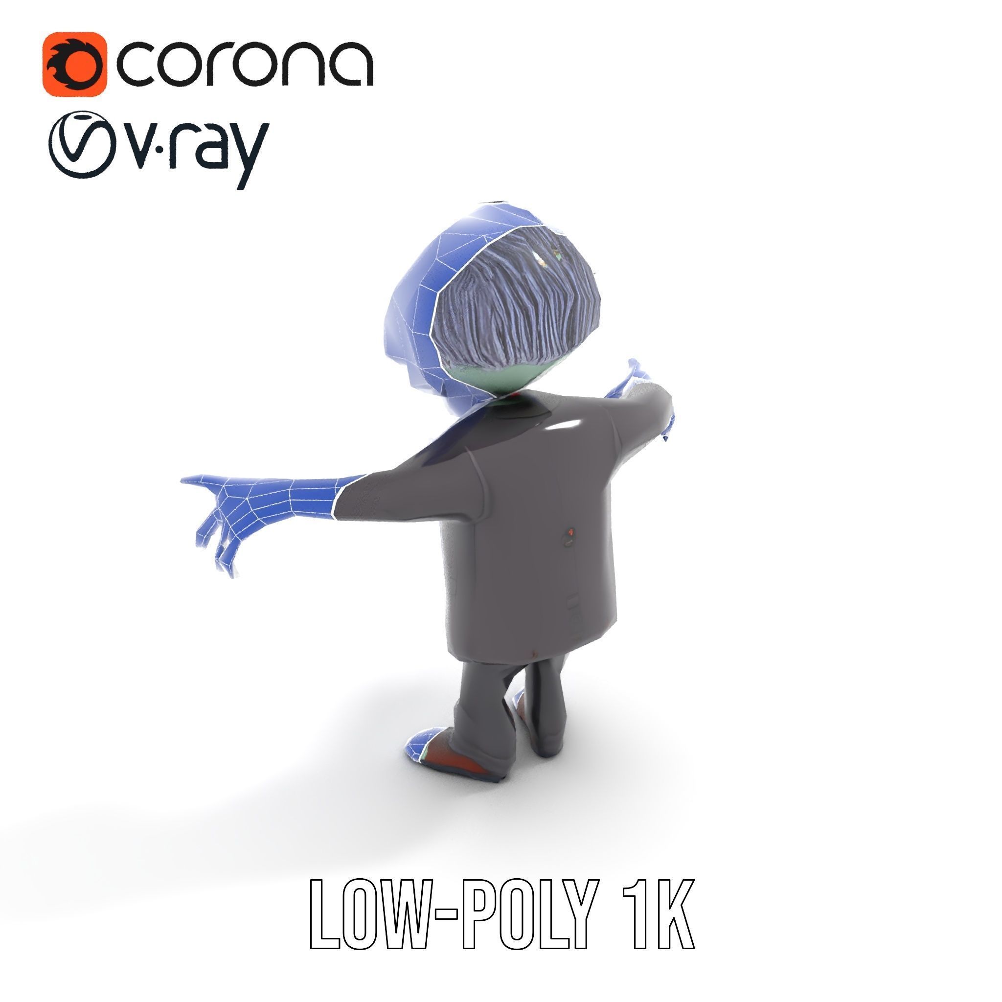 Zombie Businessman Rigged and Animated D Character Model Low-poly 3D model_15