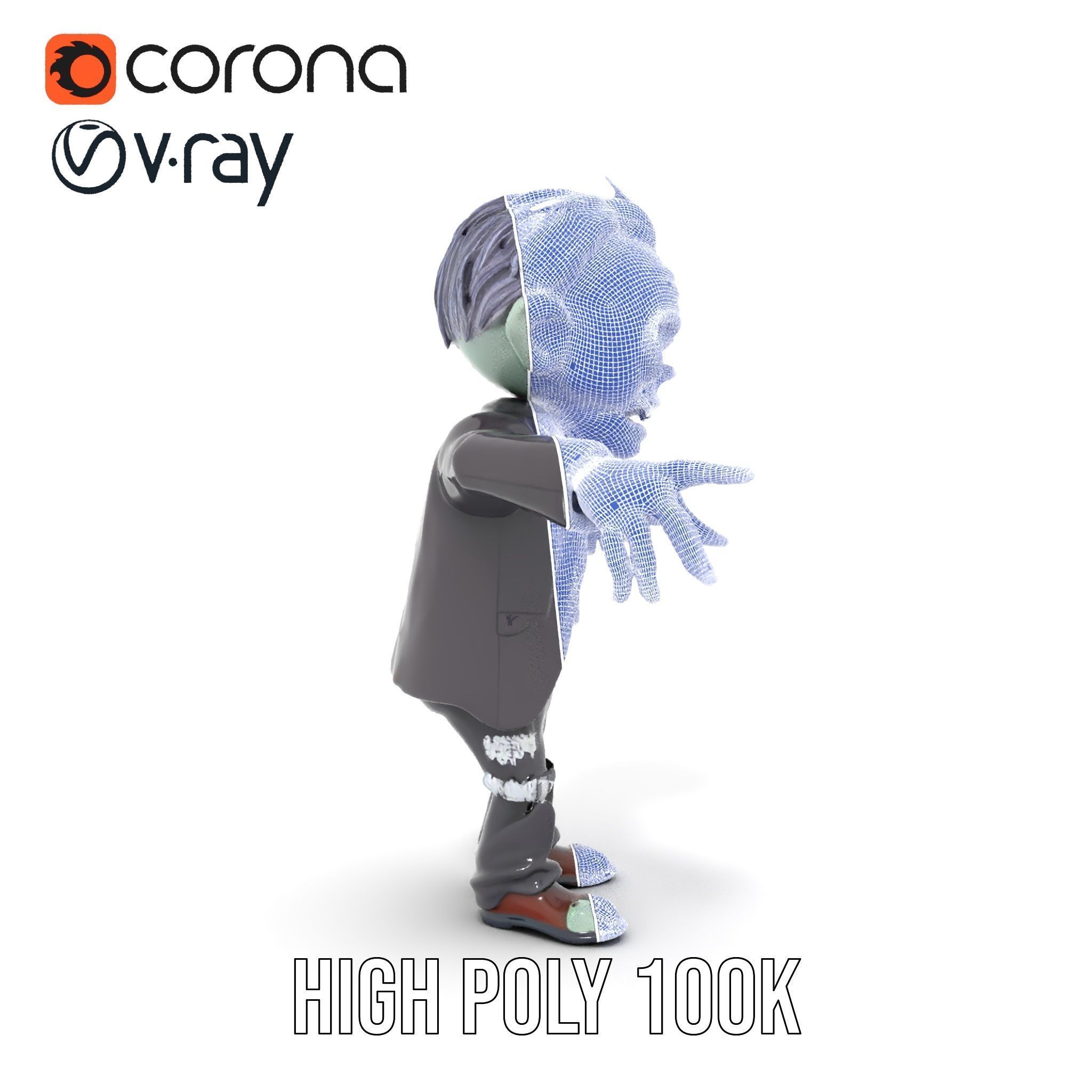 Zombie Businessman Rigged and Animated D Character Model Low-poly 3D model_34