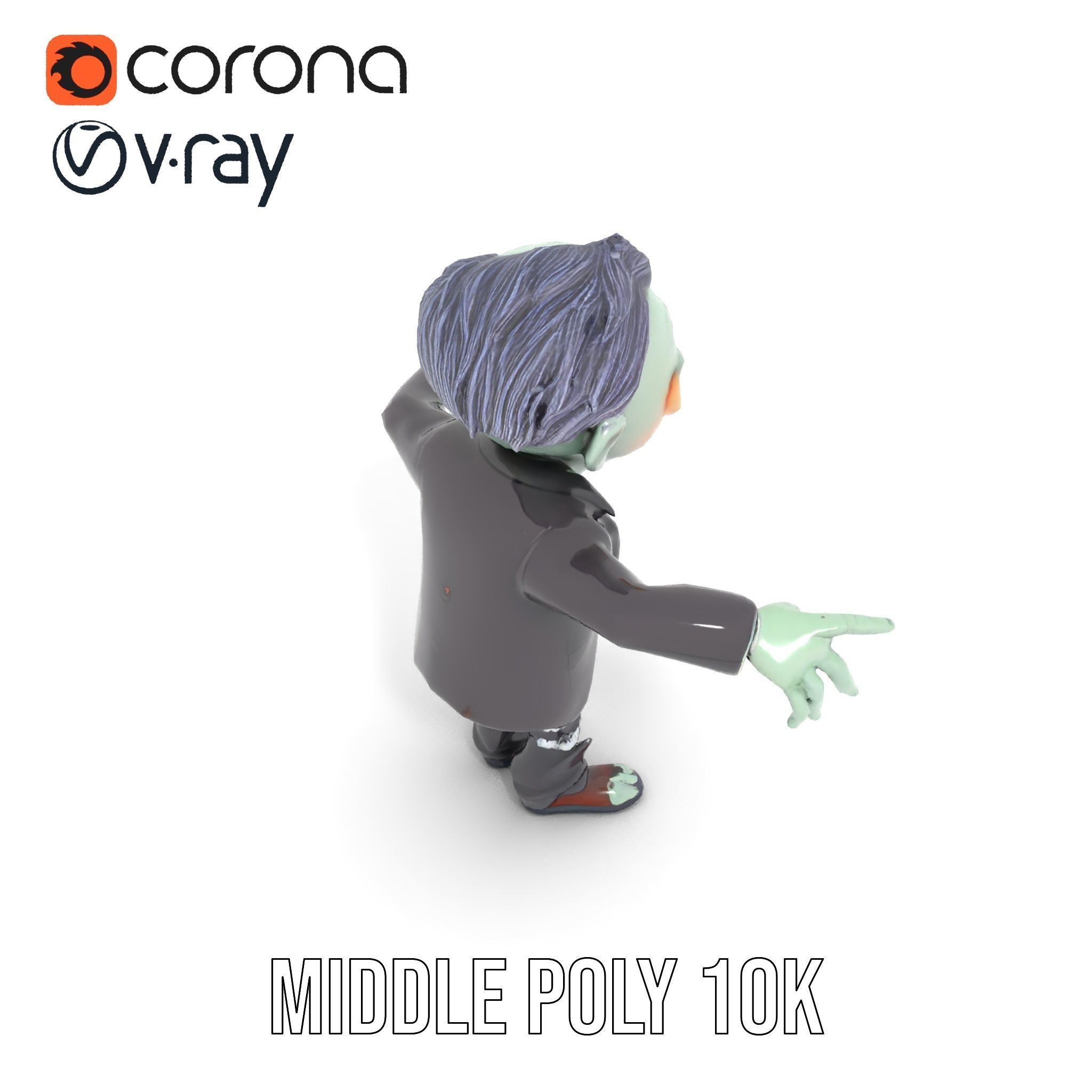 Zombie Businessman Rigged and Animated D Character Model Low-poly 3D model_14