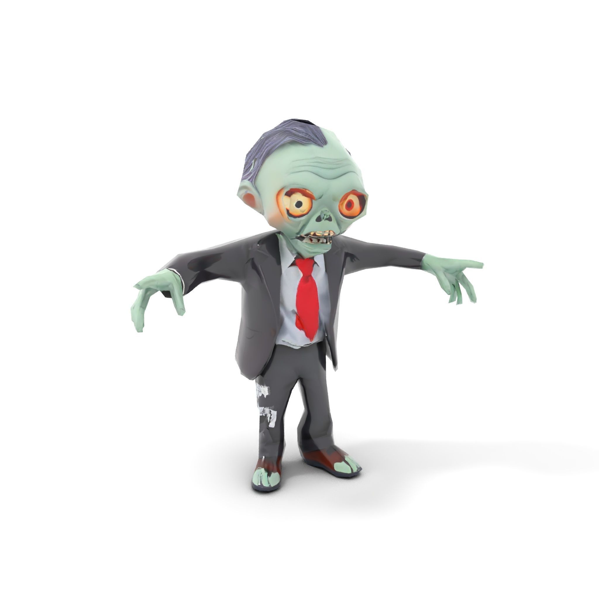 Zombie Businessman Rigged and Animated D Character Model Low-poly 3D model_8