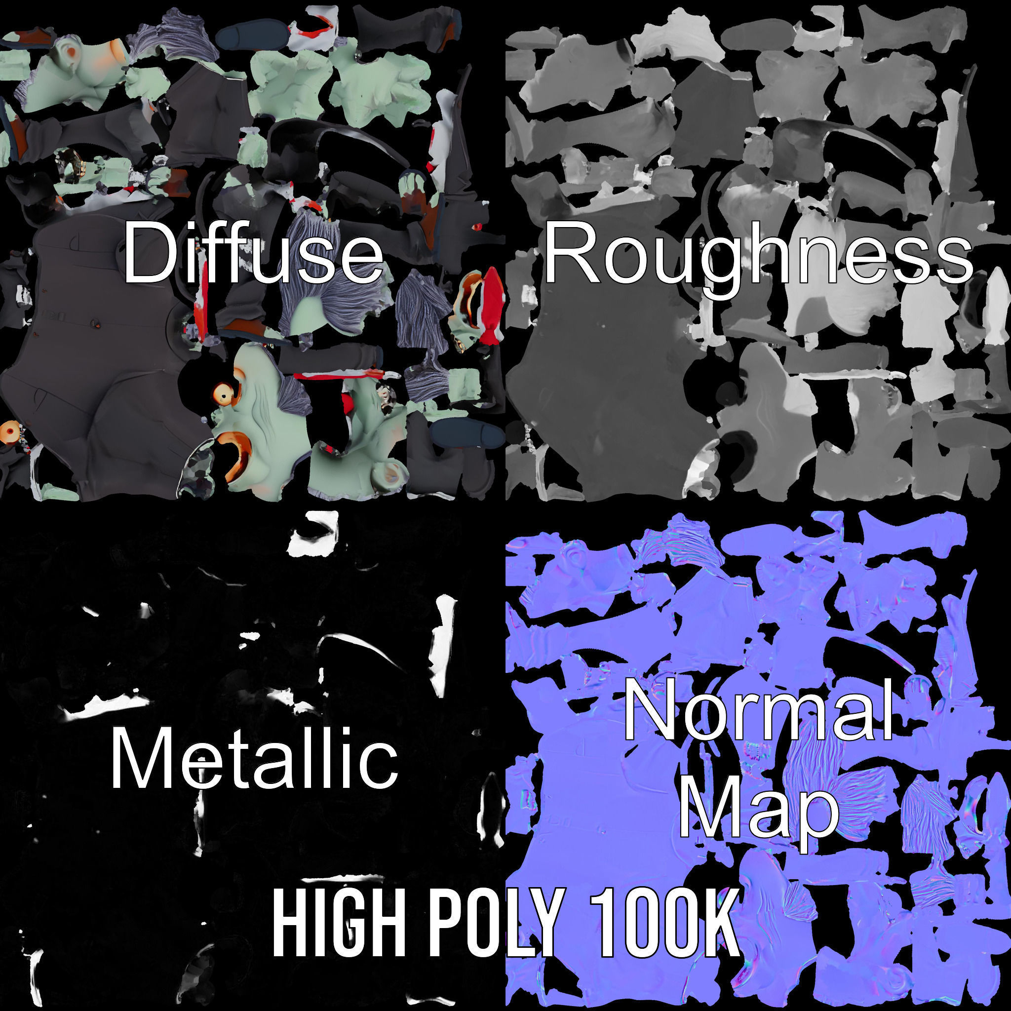 Zombie Businessman Rigged and Animated D Character Model Low-poly 3D model_4