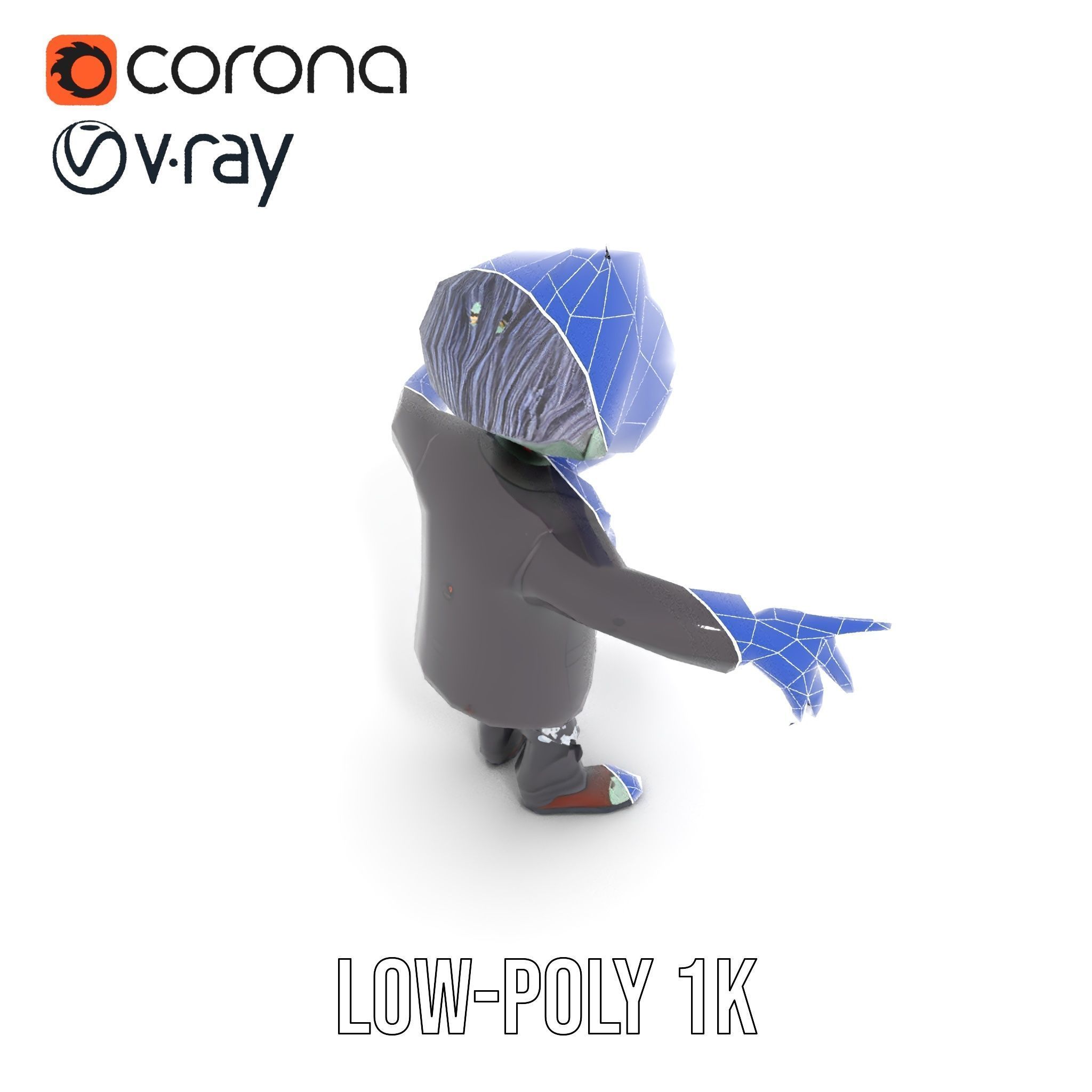 Zombie Businessman Rigged and Animated D Character Model Low-poly 3D model_20