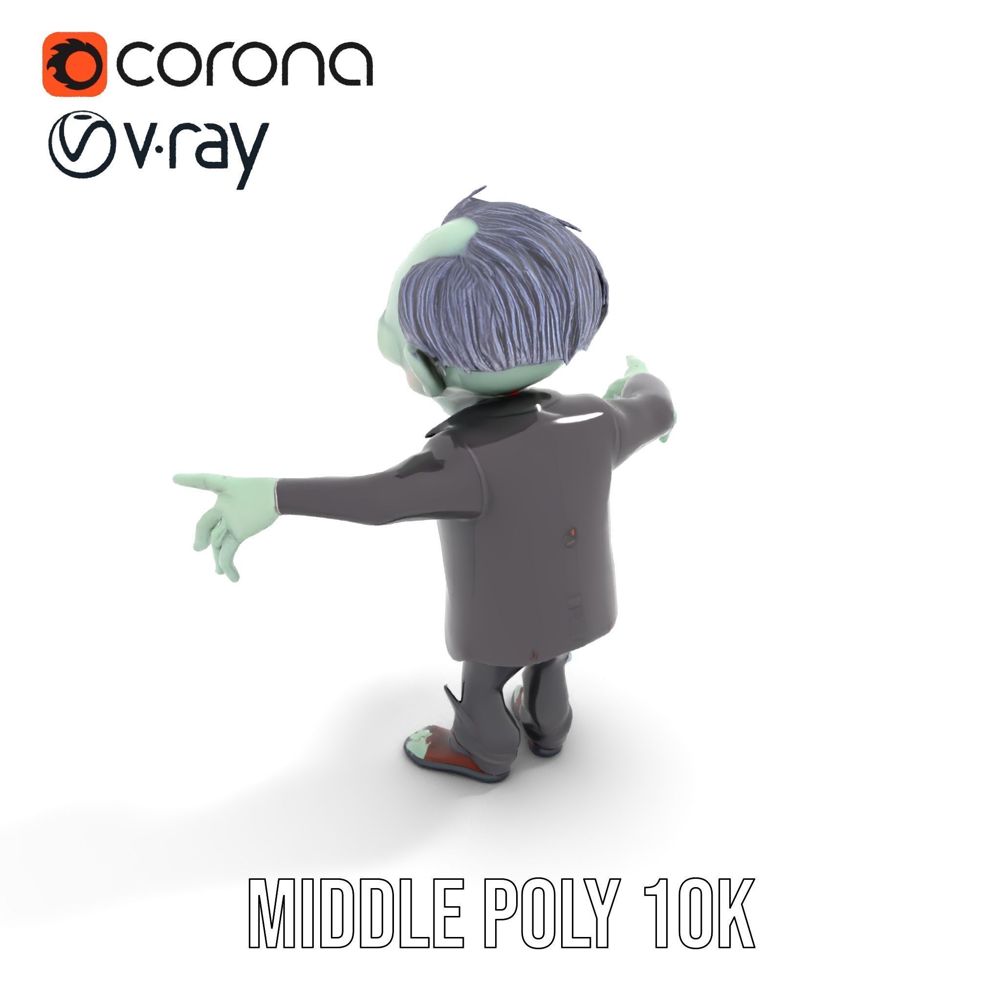 Zombie Businessman Rigged and Animated D Character Model Low-poly 3D model_22