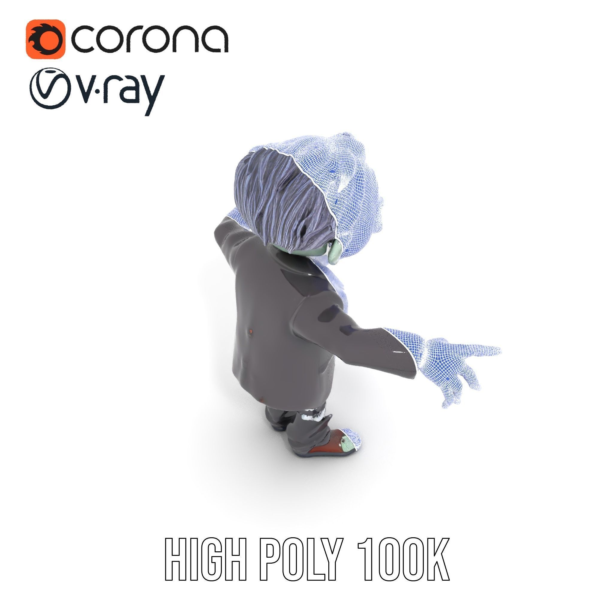 Zombie Businessman Rigged and Animated D Character Model Low-poly 3D model_32