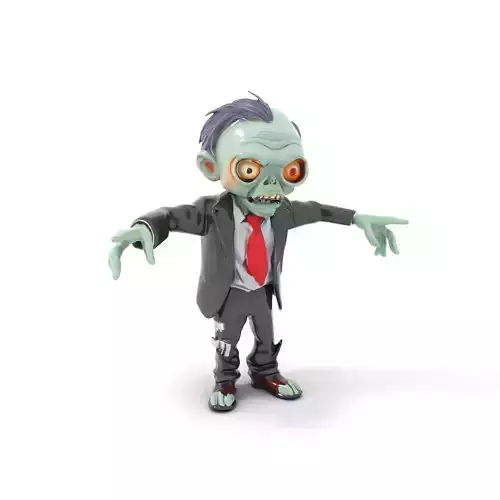 Zombie Businessman Rigged and Animated D Character Model