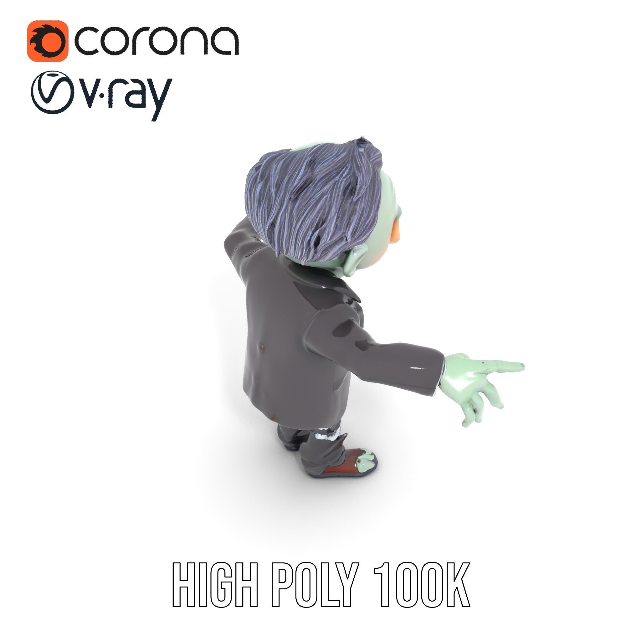 Zombie Businessman Rigged and Animated D Character Model Low-poly 3D model_21