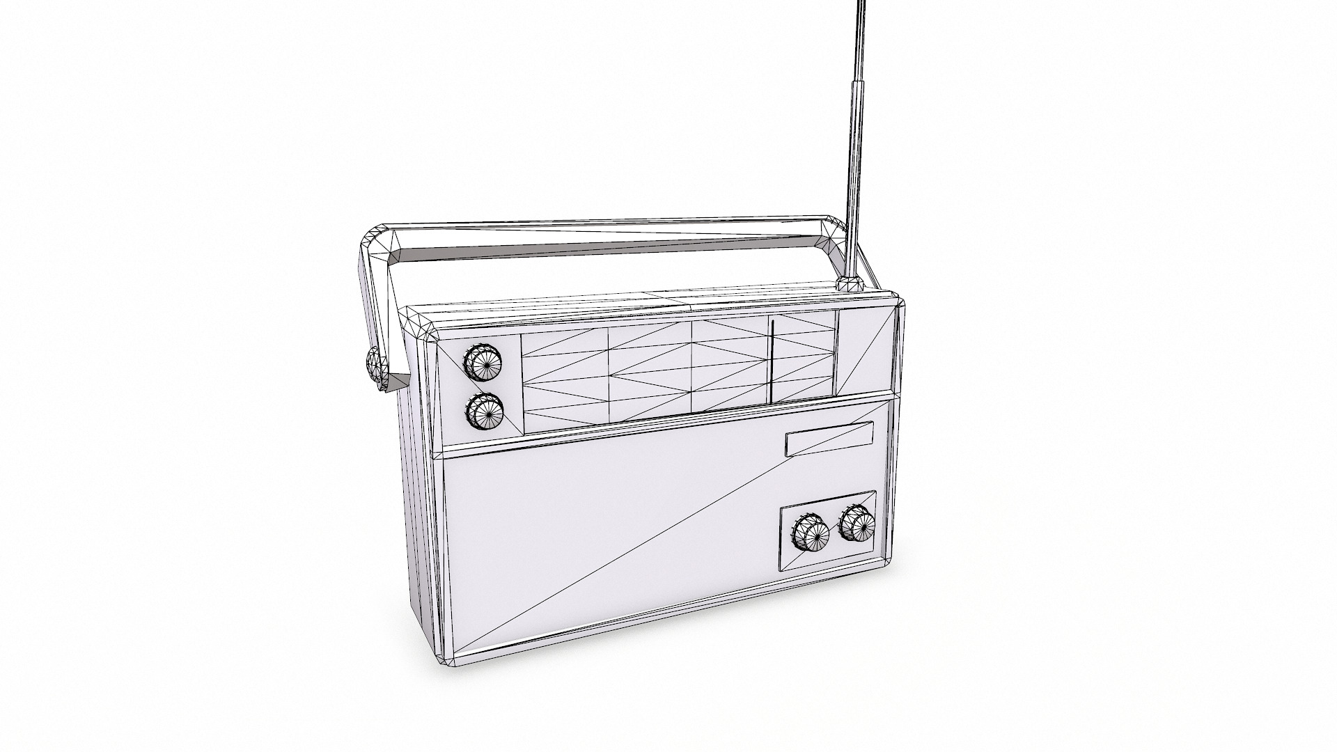Old Retro Vintage Radio Low-poly PBR Low-poly 3D model_15