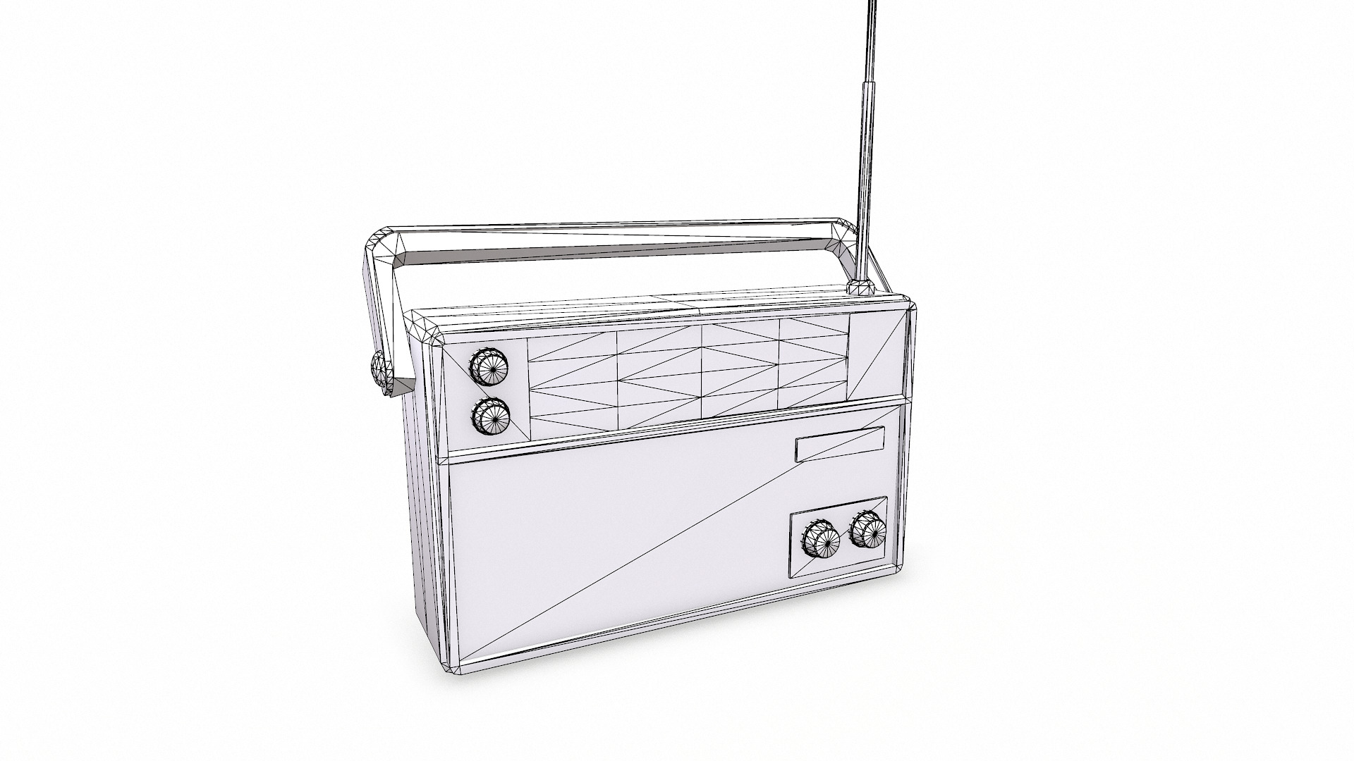 Old Retro Vintage Radio Low-poly PBR Low-poly 3D model_14