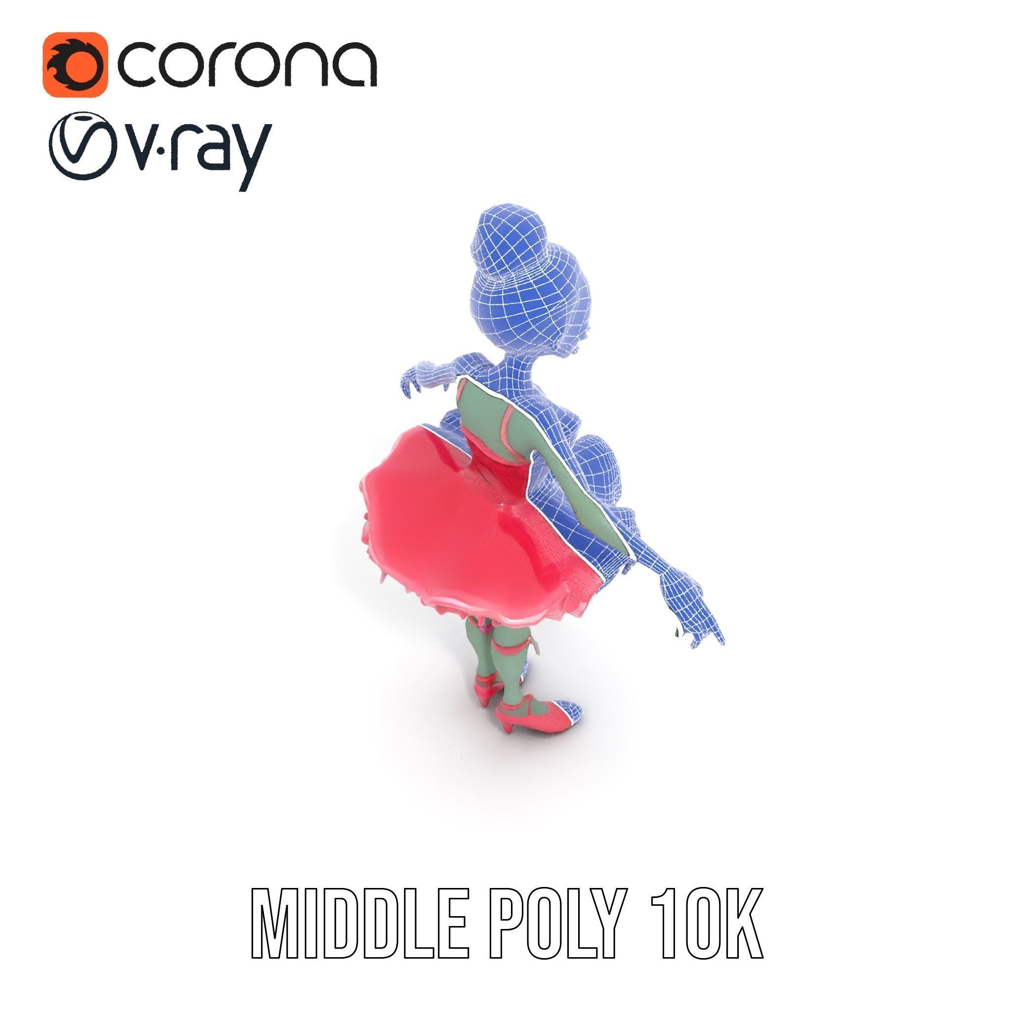 Zombie Ballerina Character Model  Rigged and Animated Low-poly 3D model_19