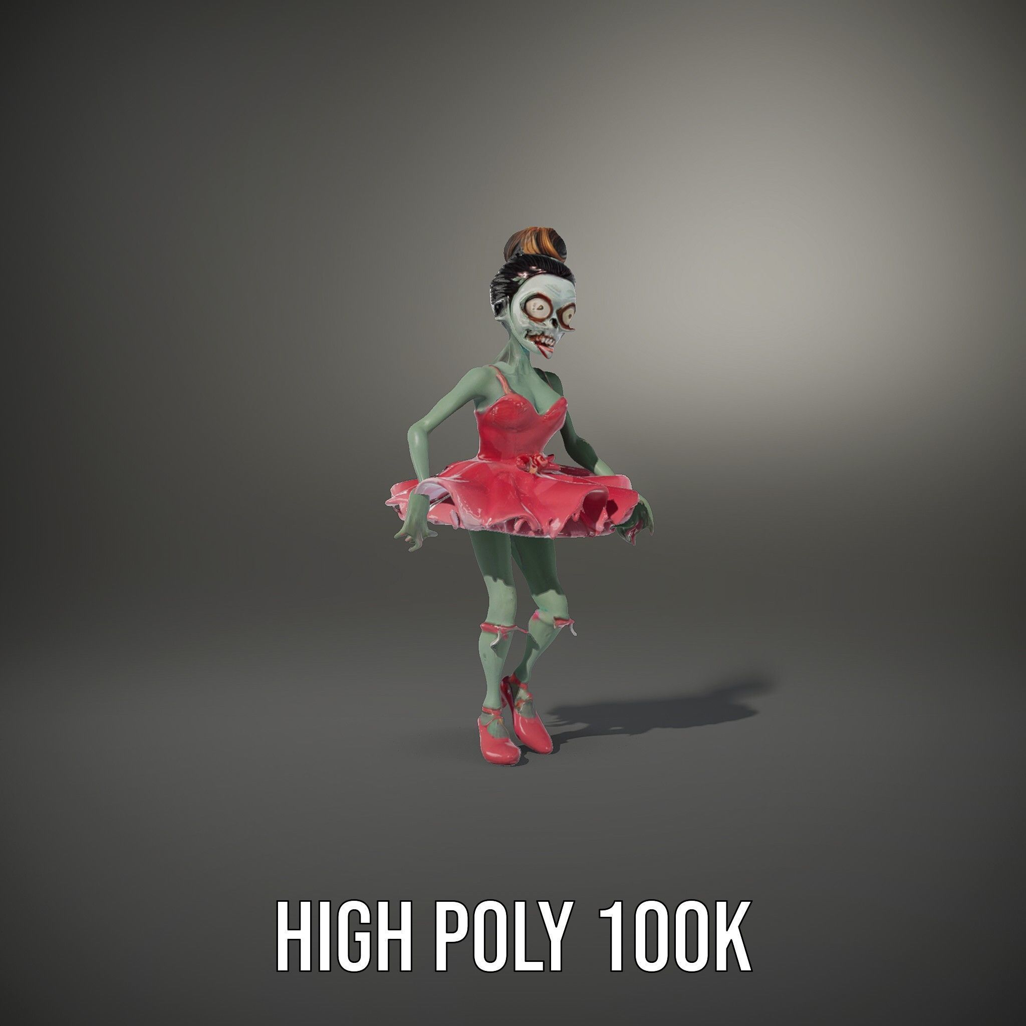 Zombie Ballerina Character Model  Rigged and Animated Low-poly 3D model_37