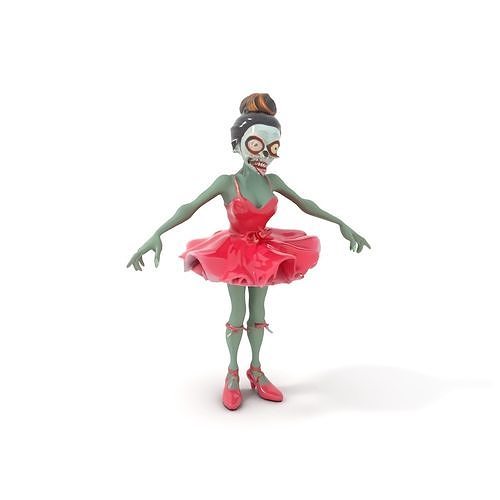 Zombie Ballerina Character Model  Rigged and Animated Low-poly 3D model