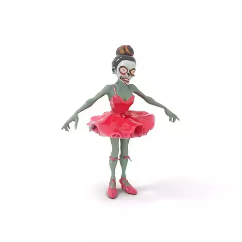 Zombie Ballerina Character Model  Rigged and Animated Low-poly 3D model