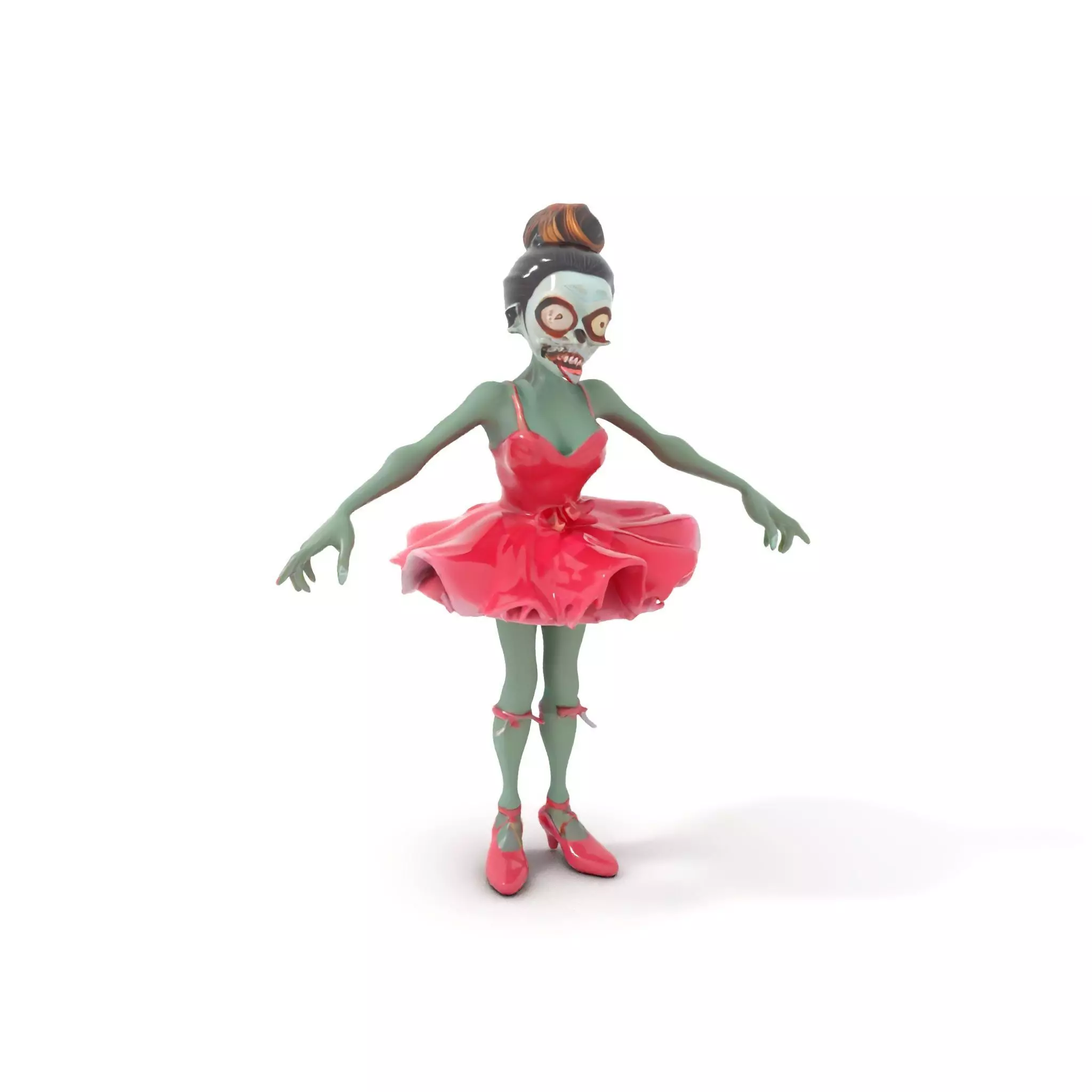 Zombie Ballerina Character Model  Rigged and Animated Low-poly 3D model_0
