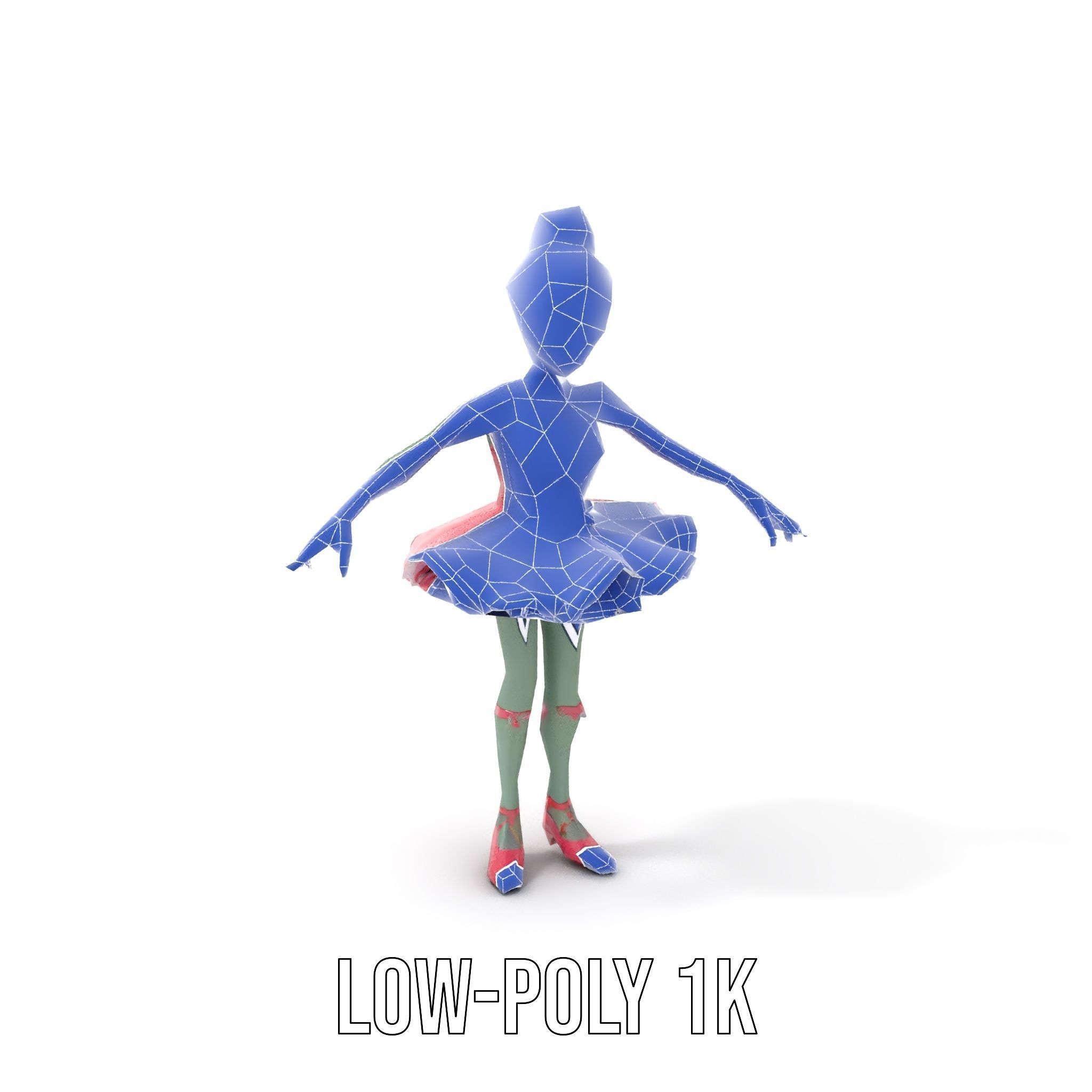 Zombie Ballerina Character Model  Rigged and Animated Low-poly 3D model_17