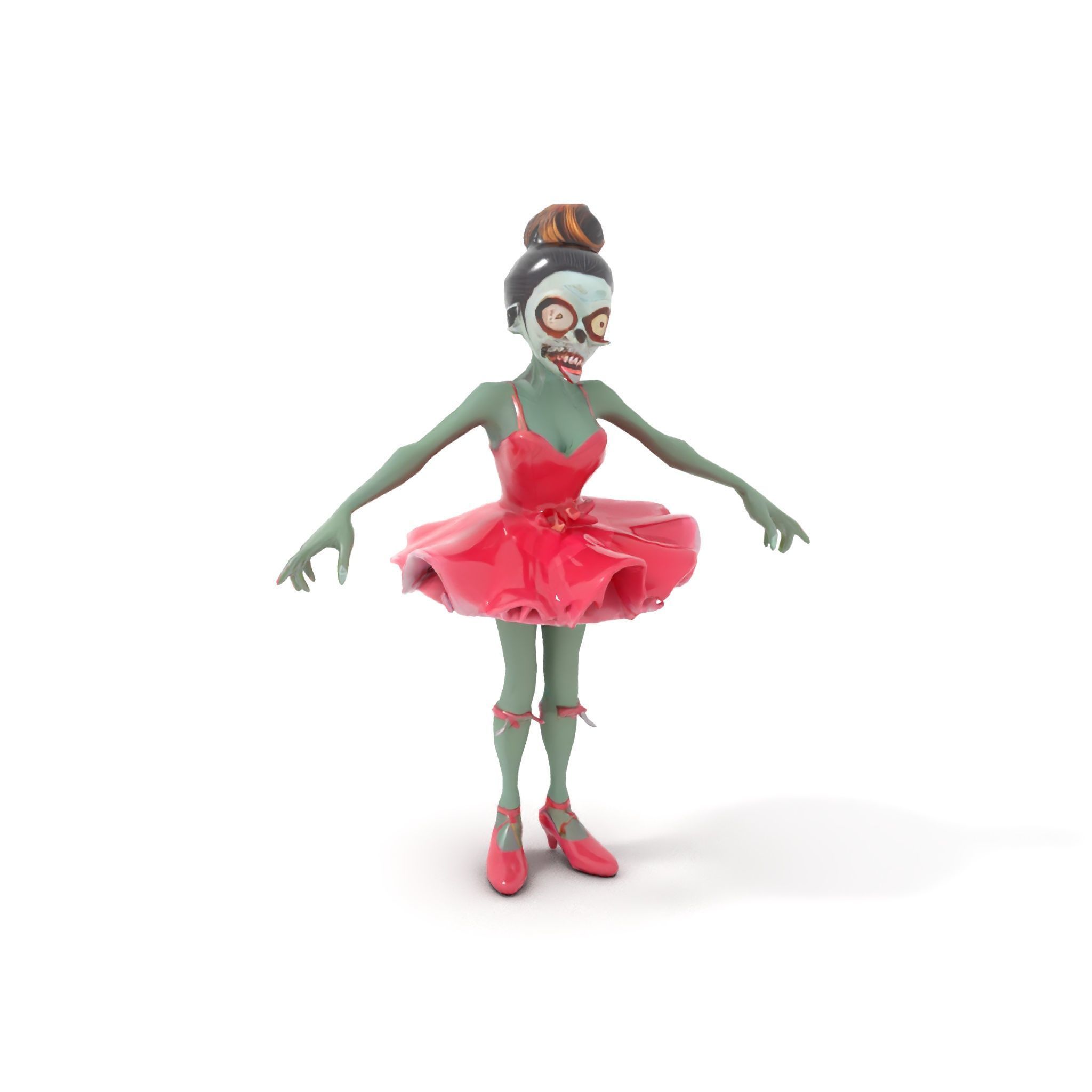 Zombie Ballerina Character Model  Rigged and Animated Low-poly 3D model_33