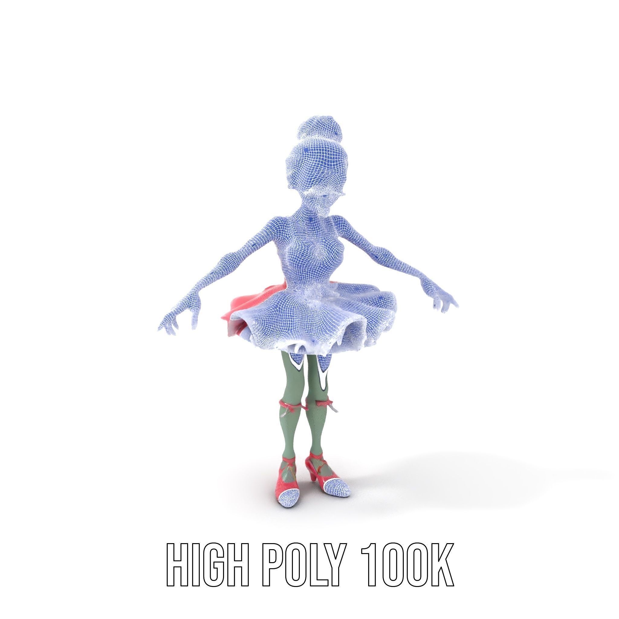 Zombie Ballerina Character Model  Rigged and Animated Low-poly 3D model_5