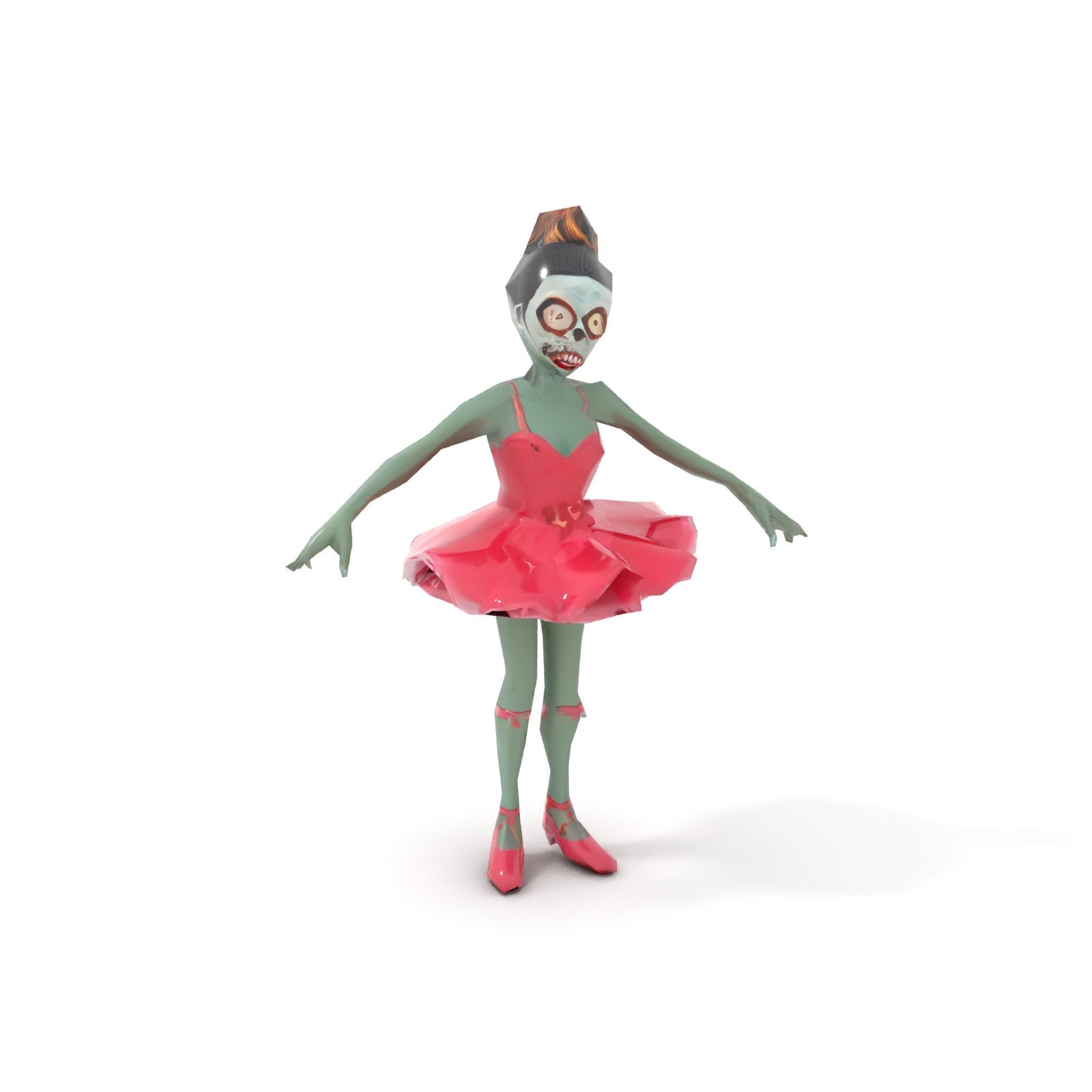 Zombie Ballerina Character Model  Rigged and Animated Low-poly 3D model_9