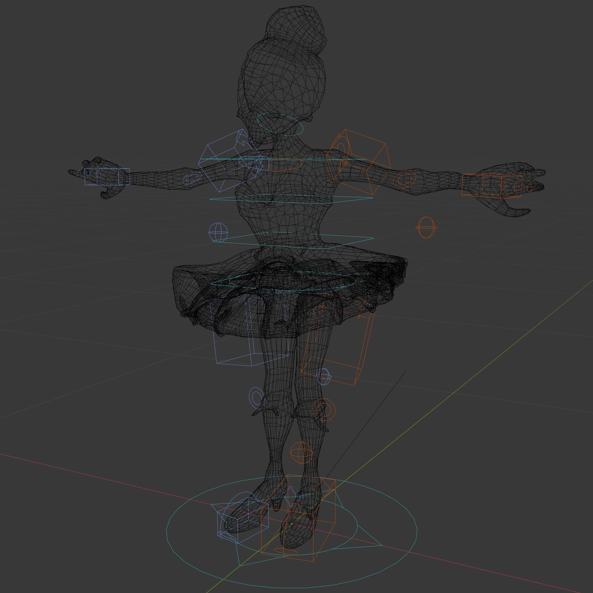 Zombie Ballerina Character Model  Rigged and Animated Low-poly 3D model_6