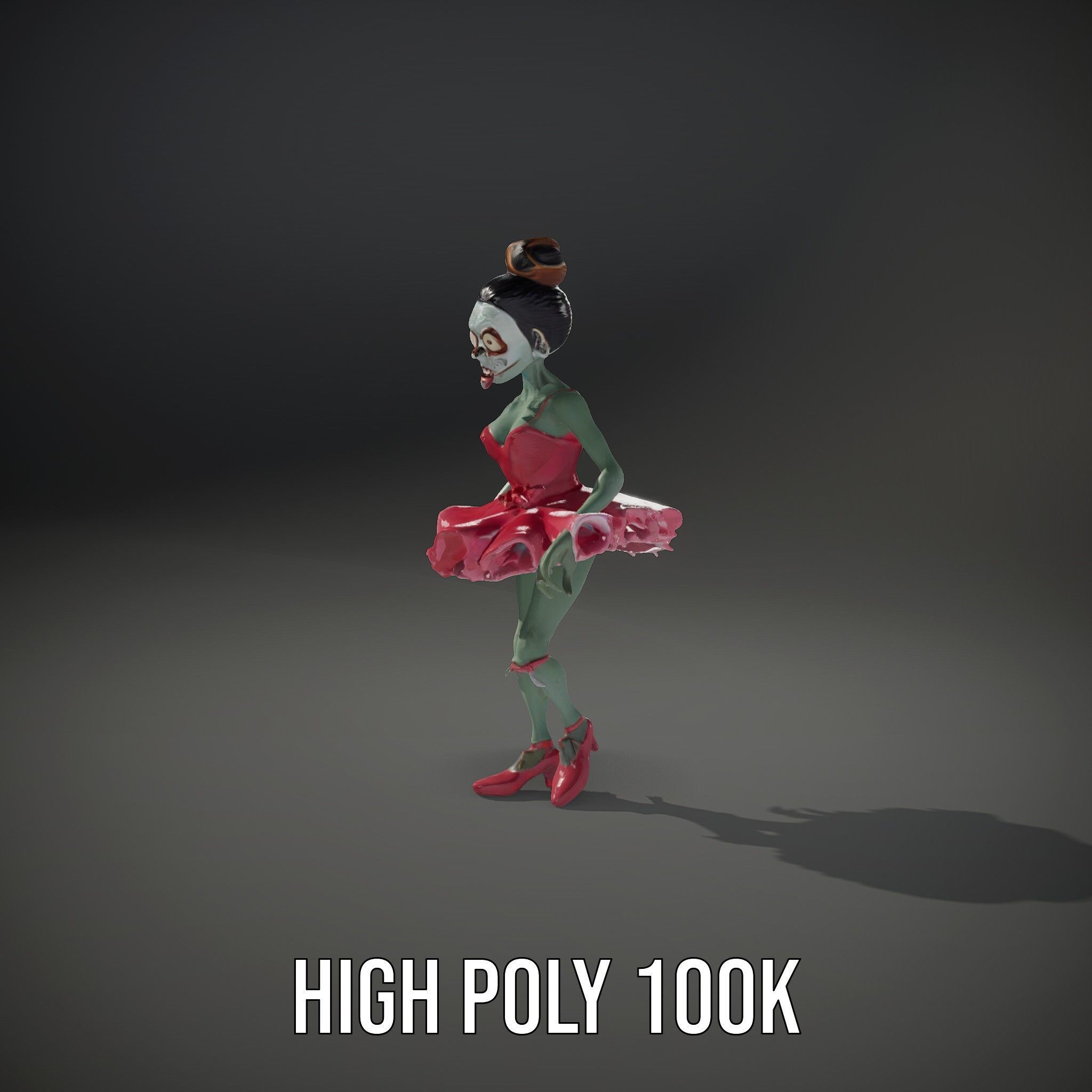Zombie Ballerina Character Model  Rigged and Animated Low-poly 3D model_36