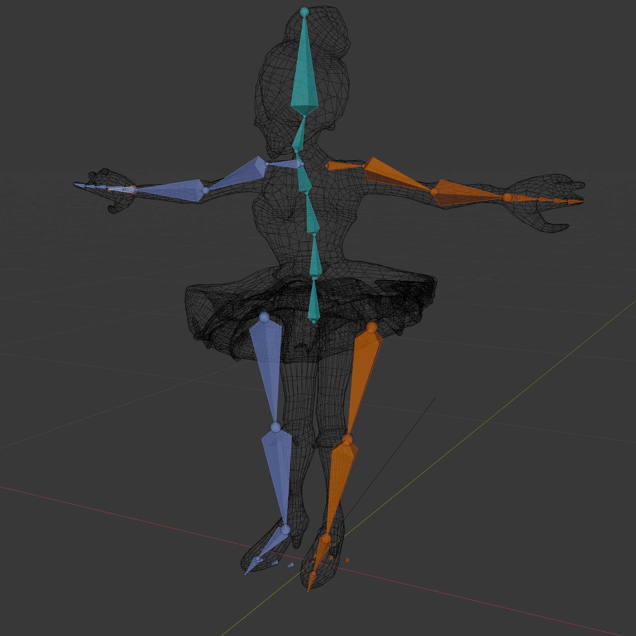 Zombie Ballerina Character Model  Rigged and Animated Low-poly 3D model_7