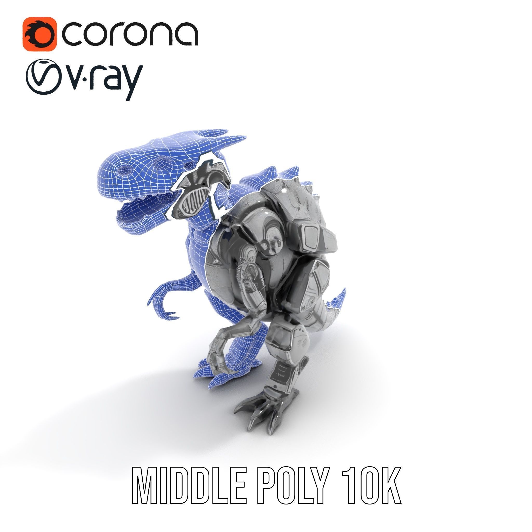 Futuristic Robotic Dinosaur Model Pack Low-poly 3D model_11