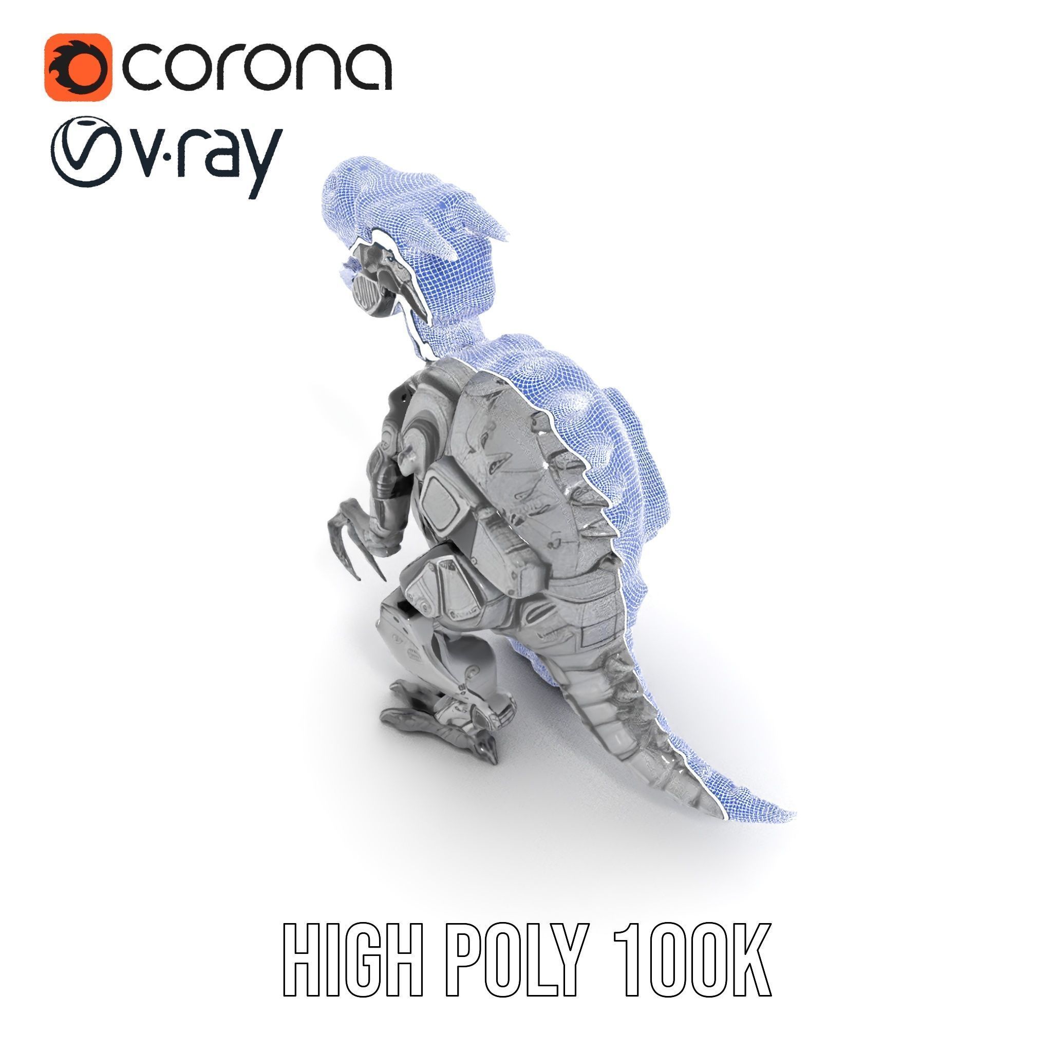 Futuristic Robotic Dinosaur Model Pack Low-poly 3D model_29