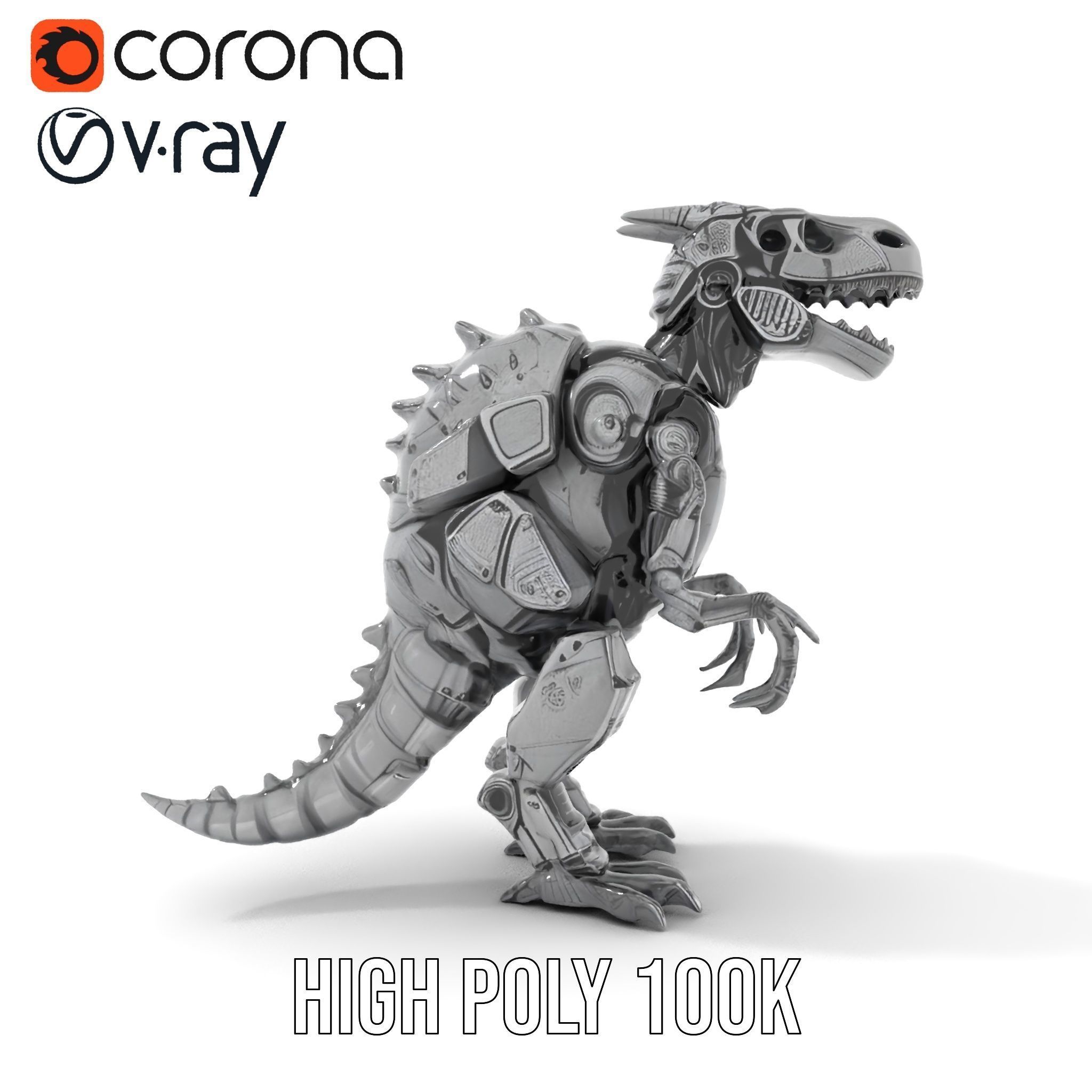 Futuristic Robotic Dinosaur Model Pack Low-poly 3D model_26