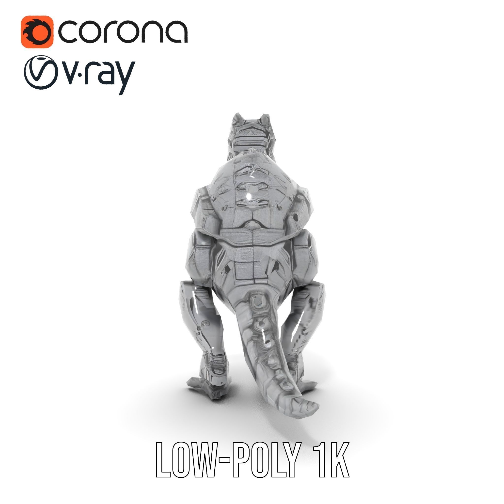 Futuristic Robotic Dinosaur Model Pack Low-poly 3D model_16