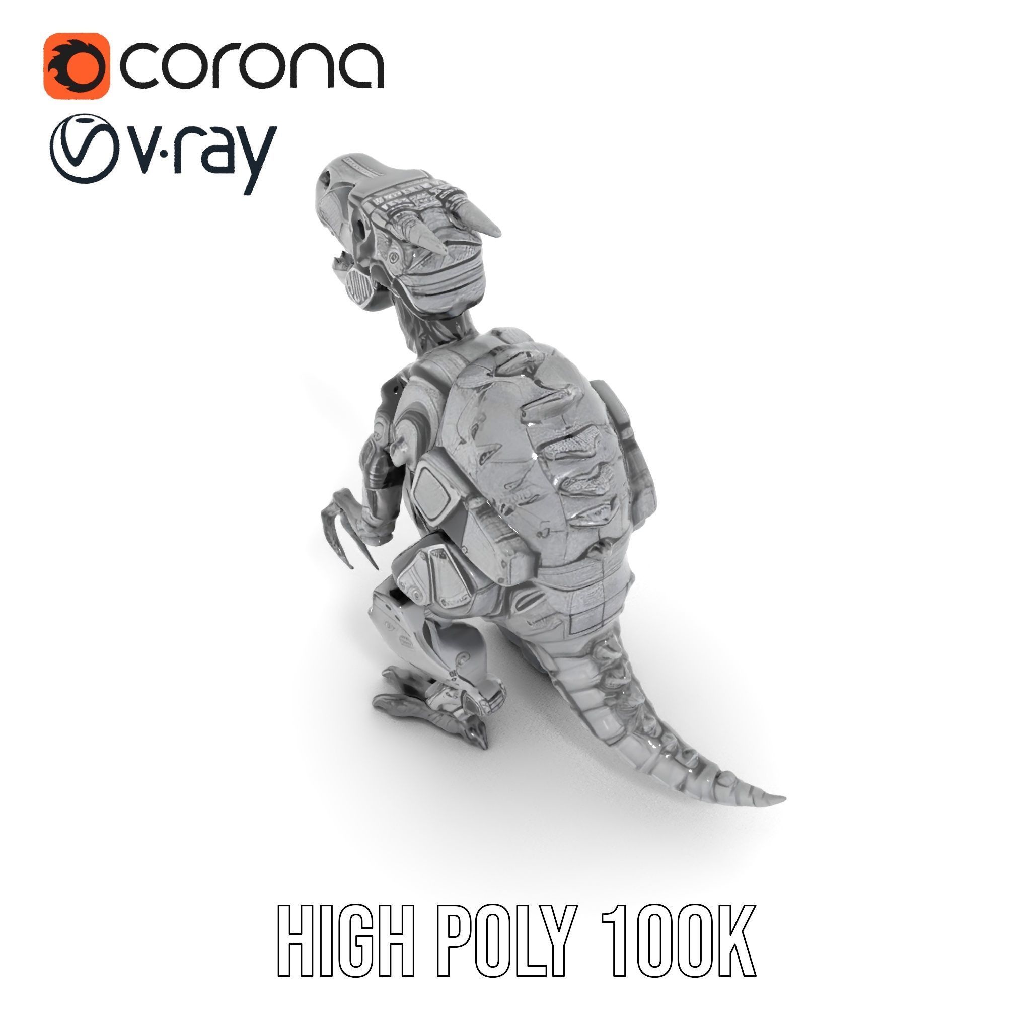 Futuristic Robotic Dinosaur Model Pack Low-poly 3D model_20